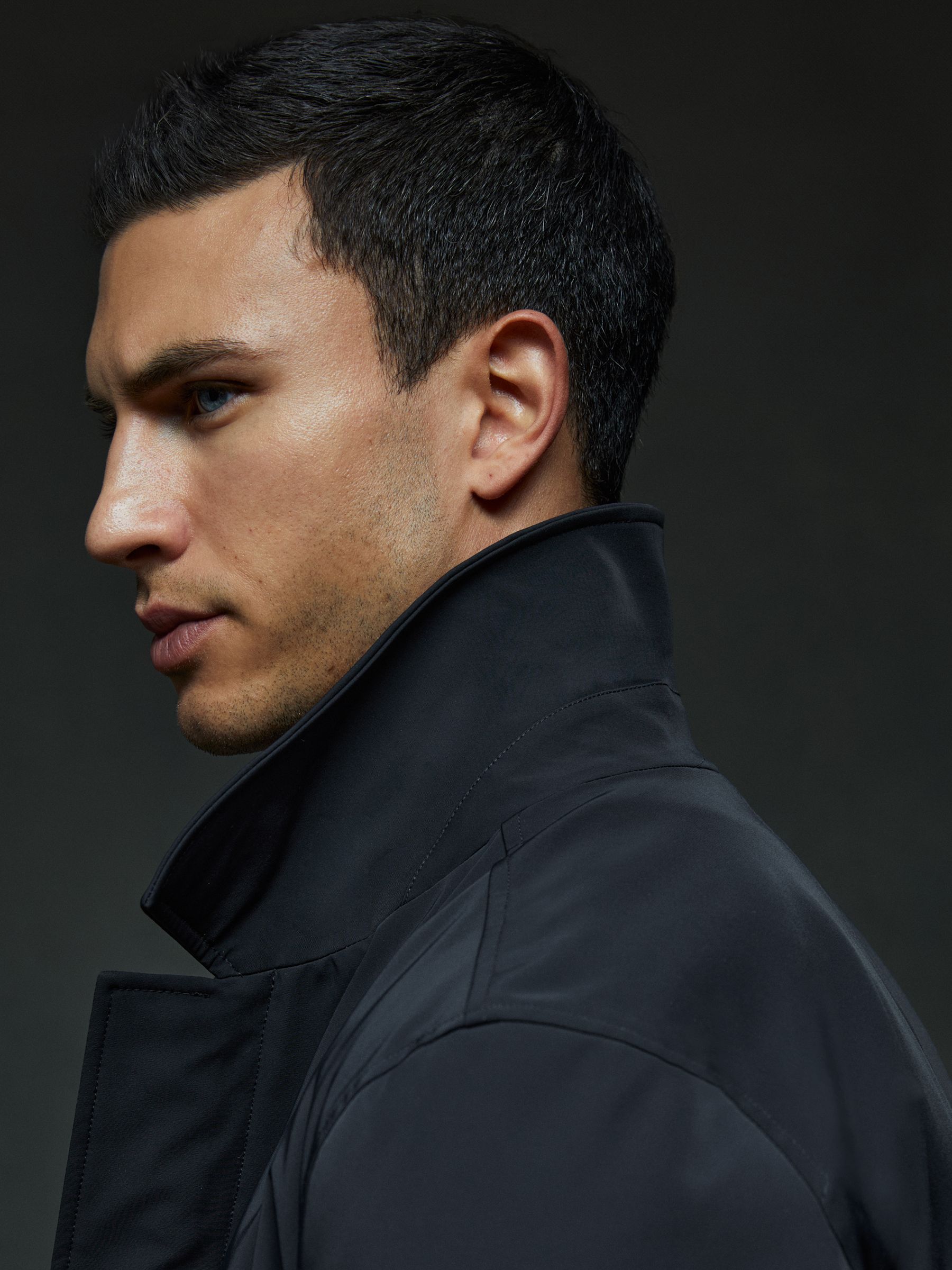 Elasticated Hem Harrington Jacket in Navy