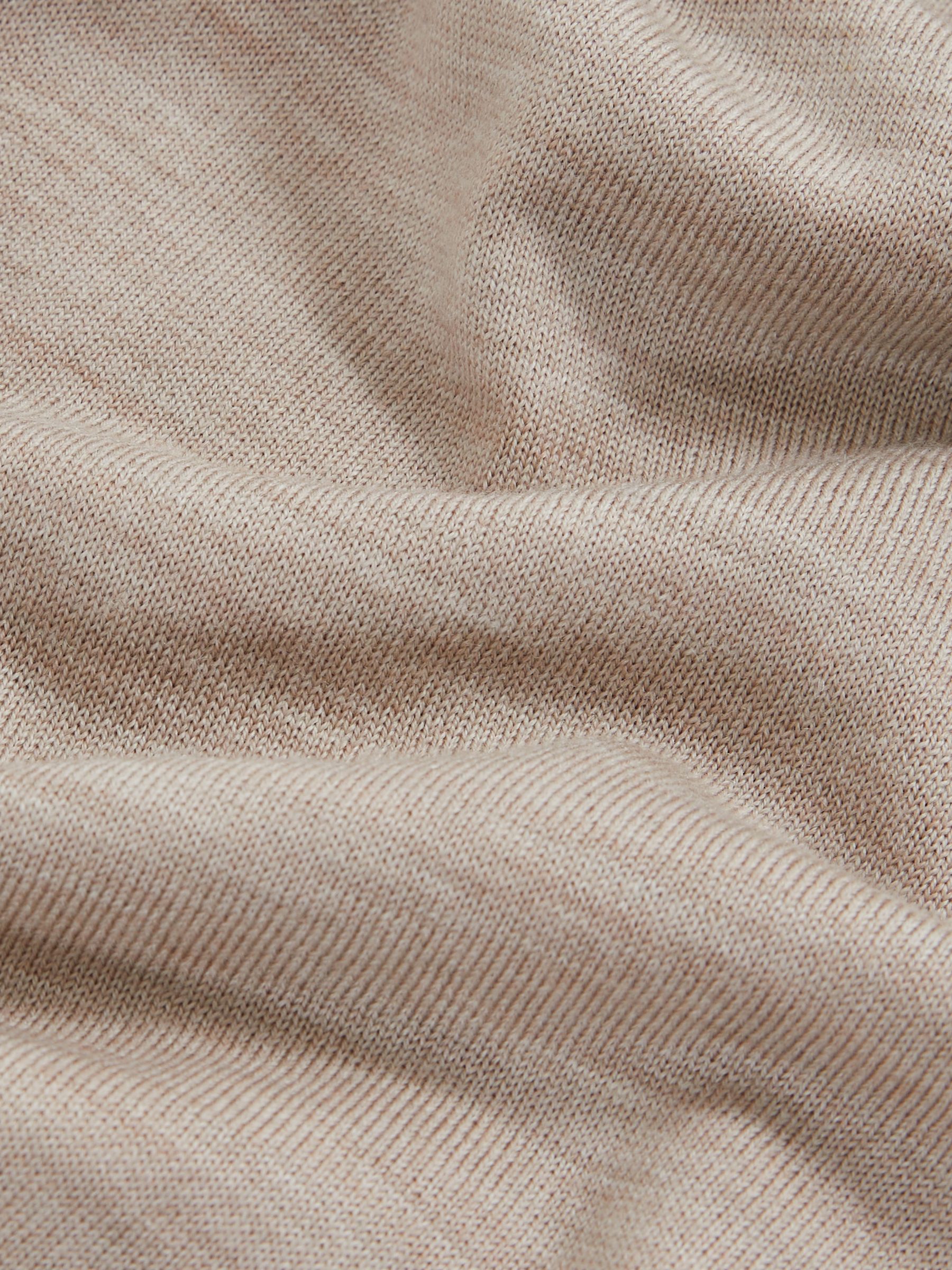 Merino Wool Open-Collar Polo Shirt in Wheat Melange