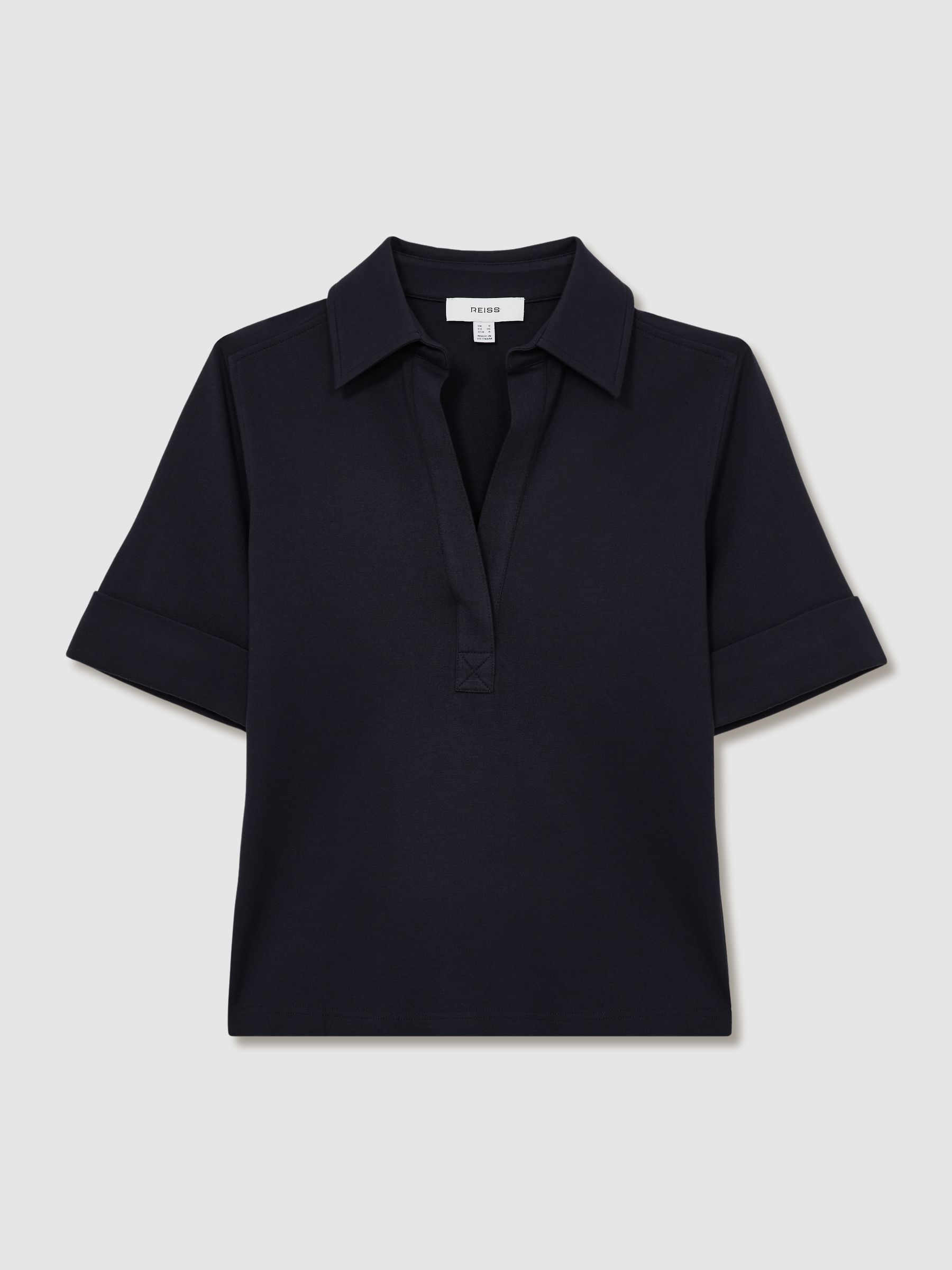 Open-Collar Polo Shirt in Navy