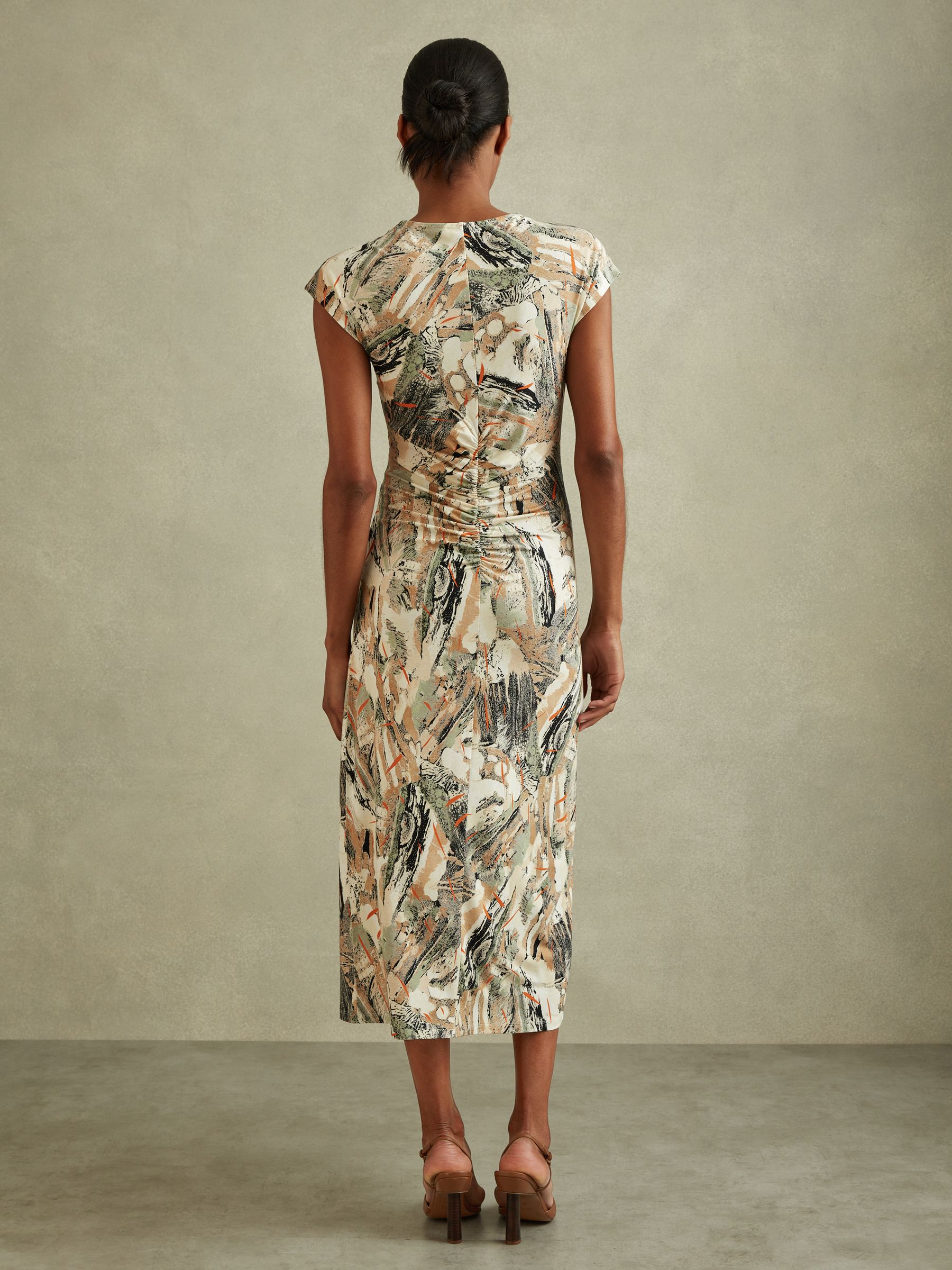 Printed Jersey Midi Dress in Multi