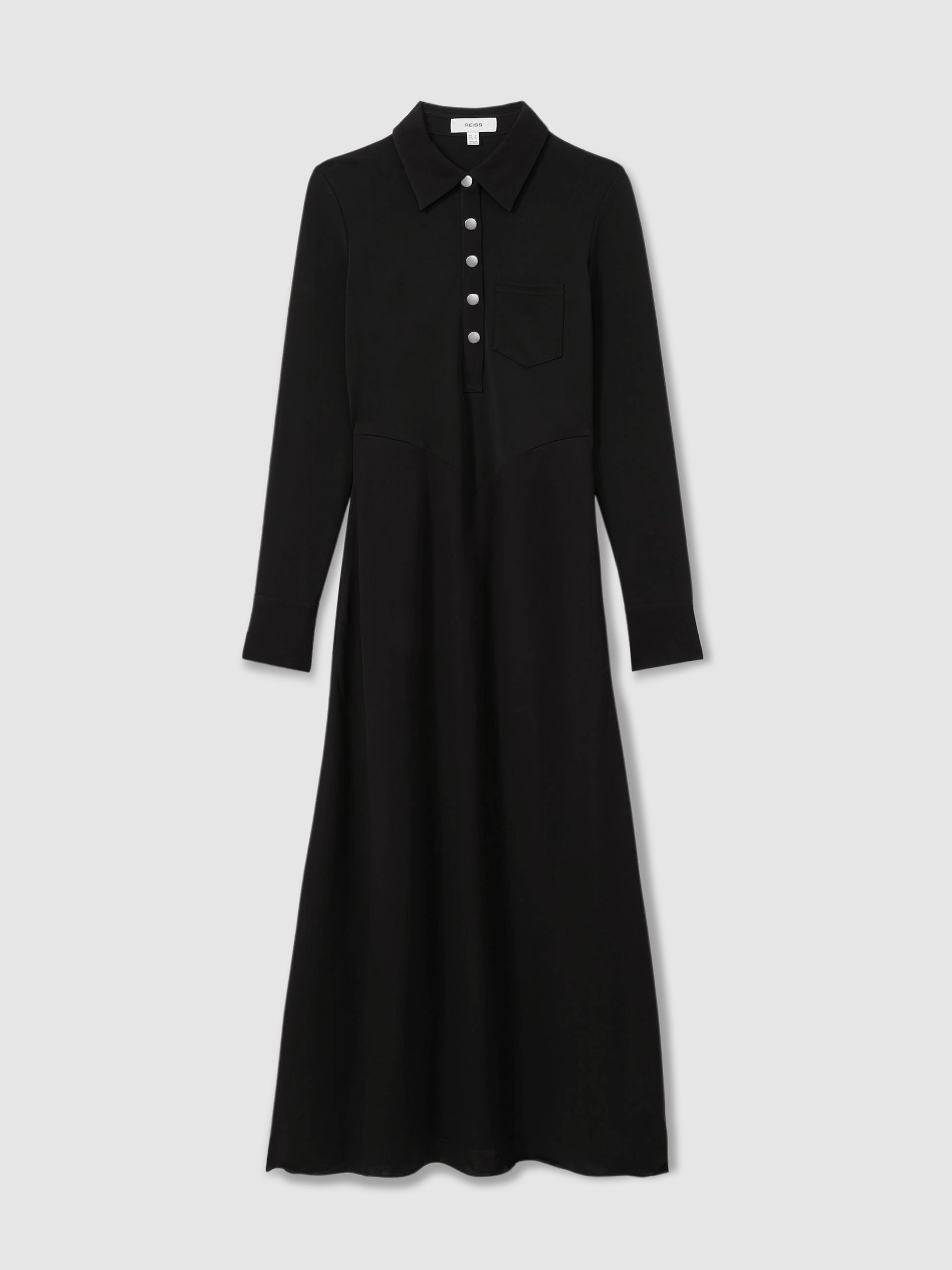 Rosina Black Jersey Polo Maxi Dress