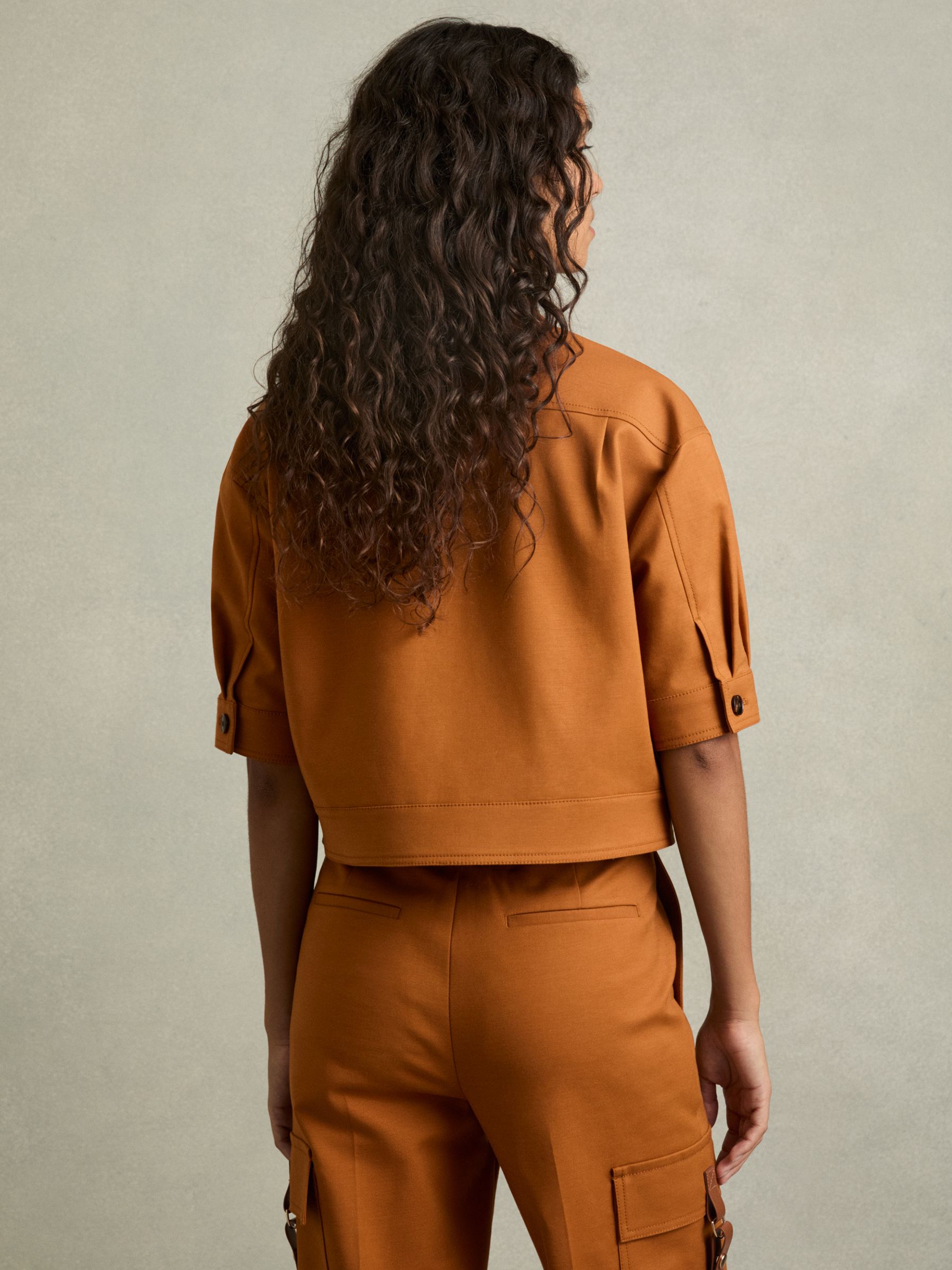 Button-Through Cropped Cargo Top in Rust