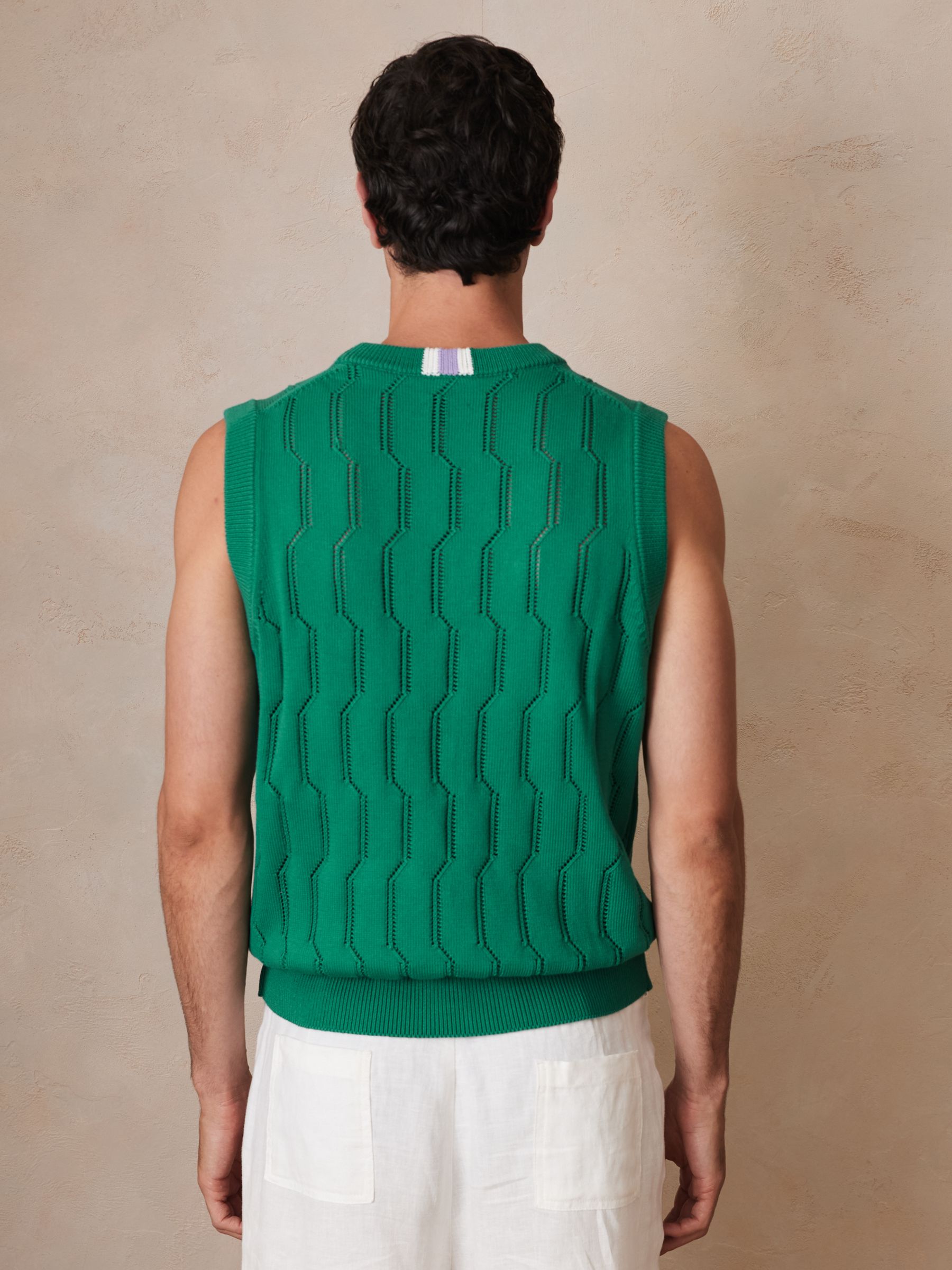 Ché Pointelle Crew-Neck Vest in Bright Green