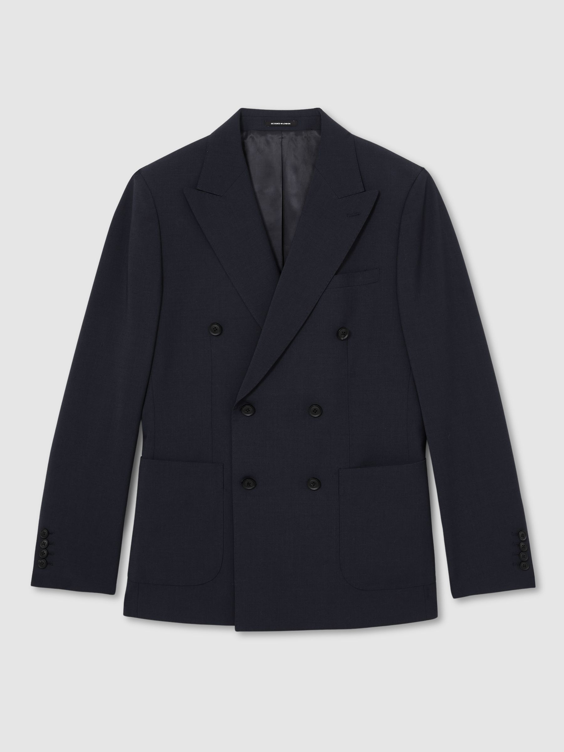 Slim-Fit Double-Breasted Wool-Blend Suit Blazer in Bright Blue