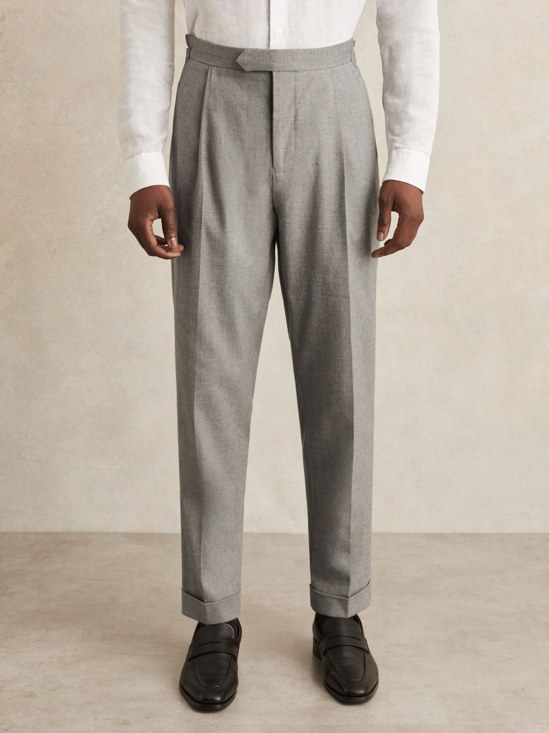 Relaxed Fit Herringbone Trouser in Grey