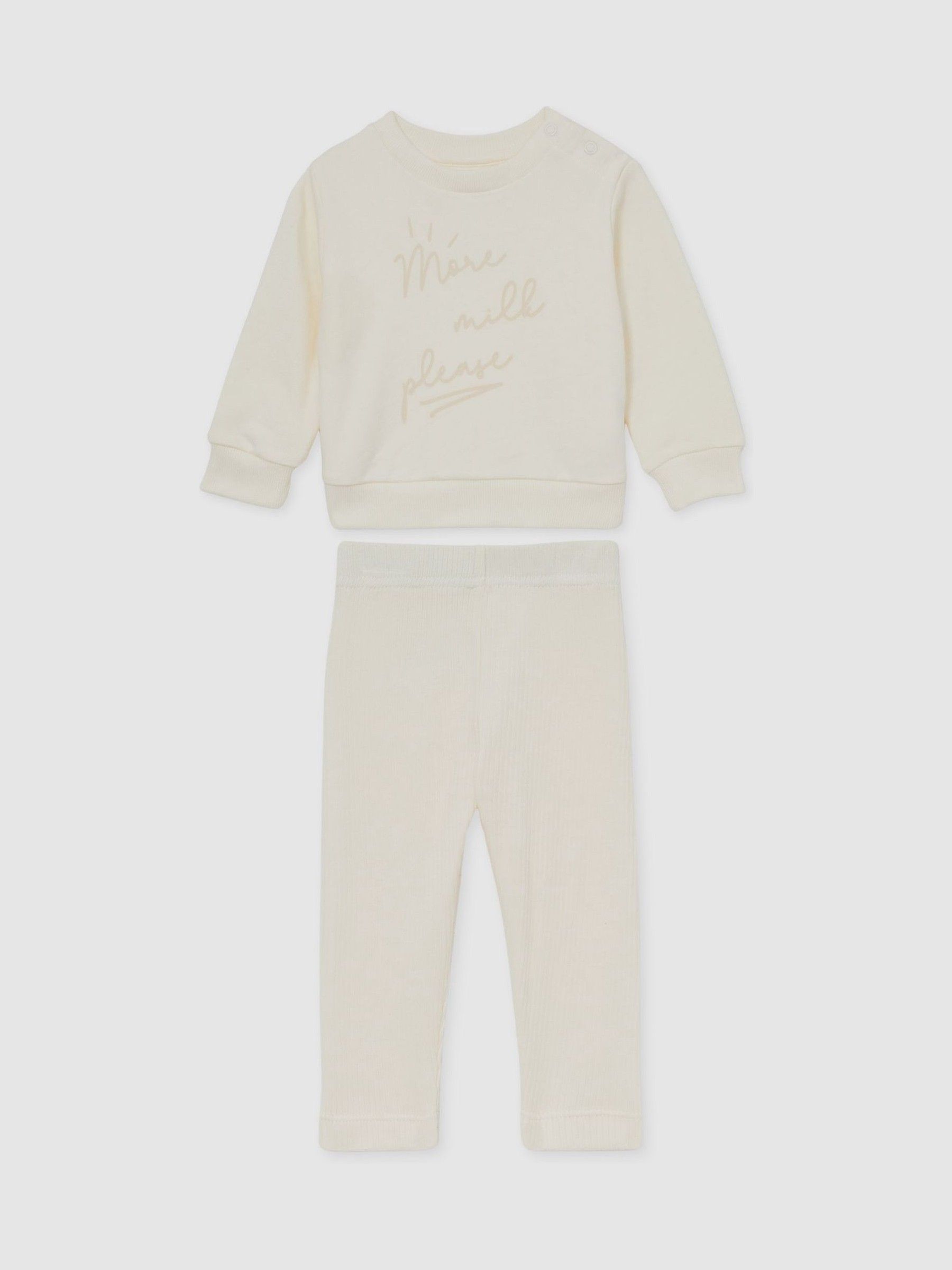 Sweatshirt And Leggings Slogan Set in Neutral