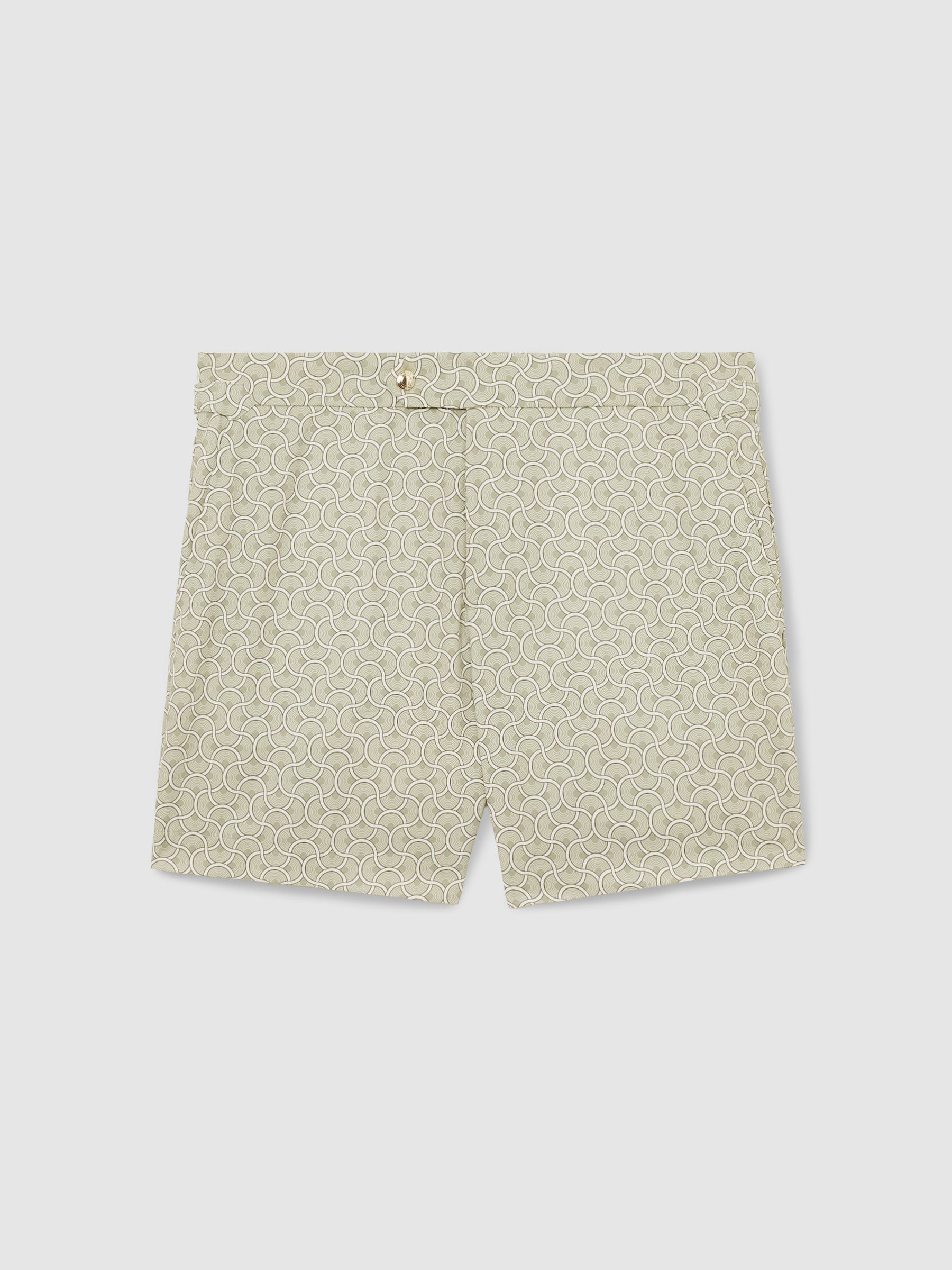 Geometric Print Swim Shorts in Pistachio Green