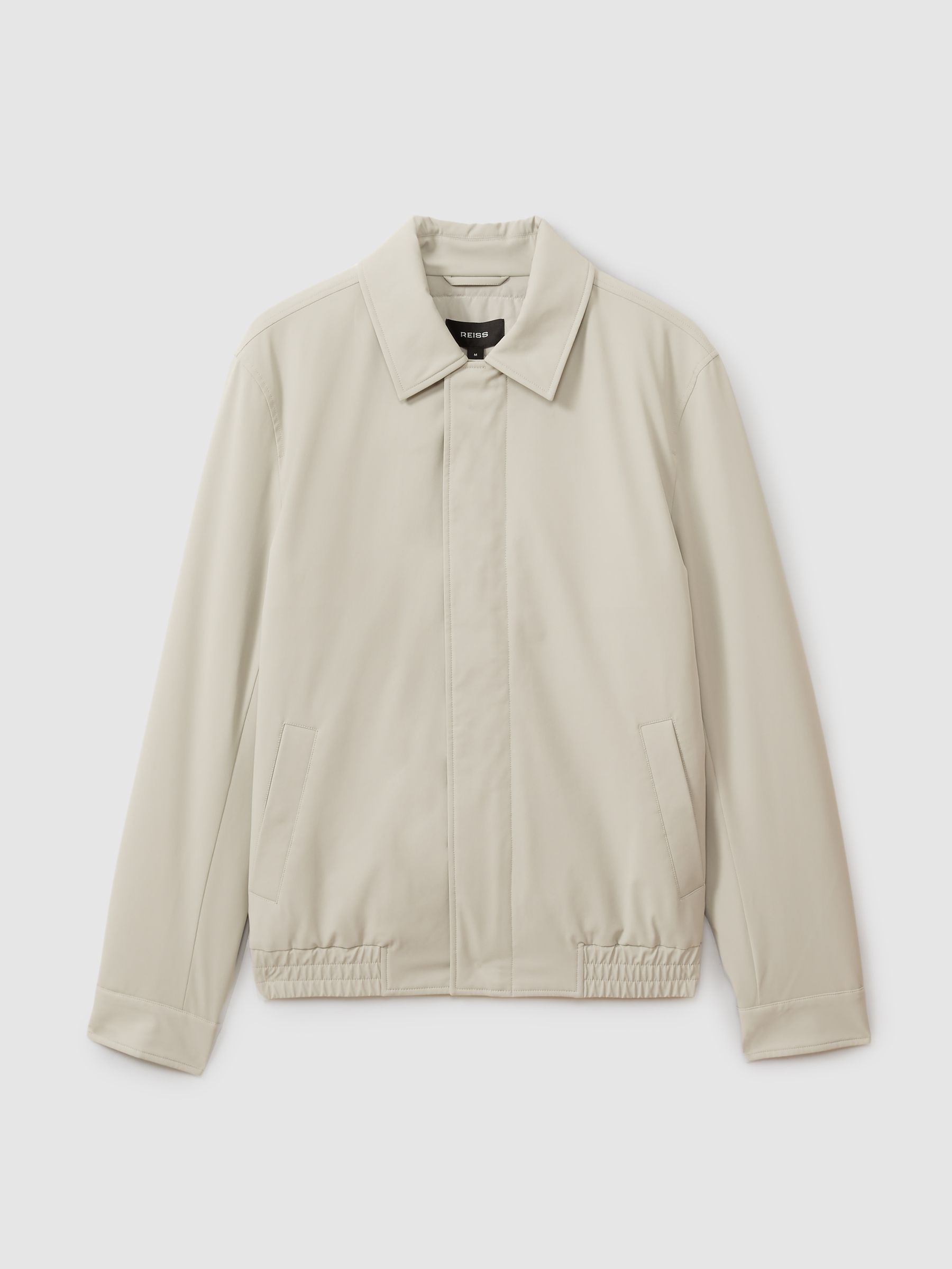 Elasticated Hem Harrington Jacket in Stone