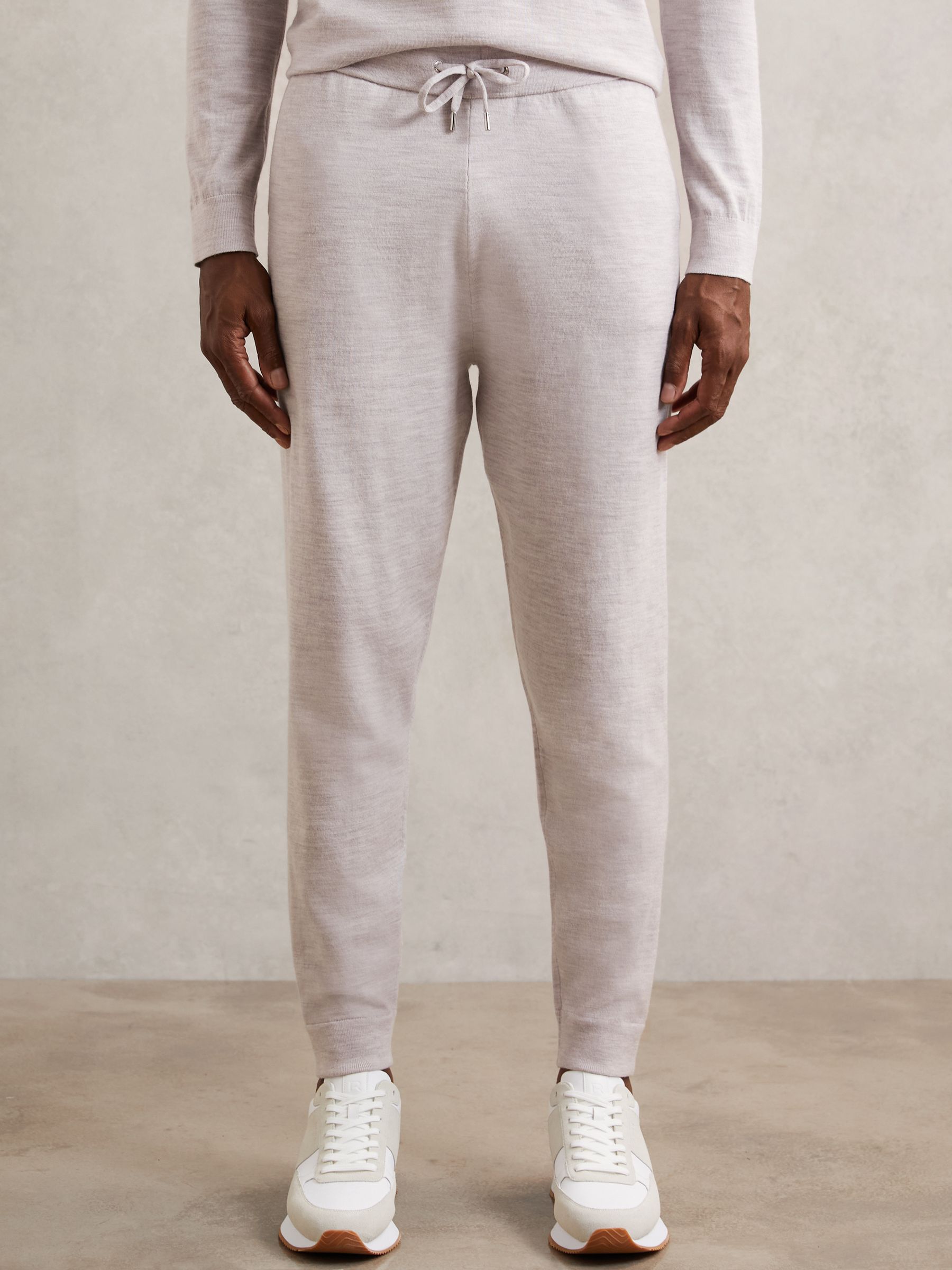 Merino Wool-Blend Cuffed Joggers in Wicker Brown Melange