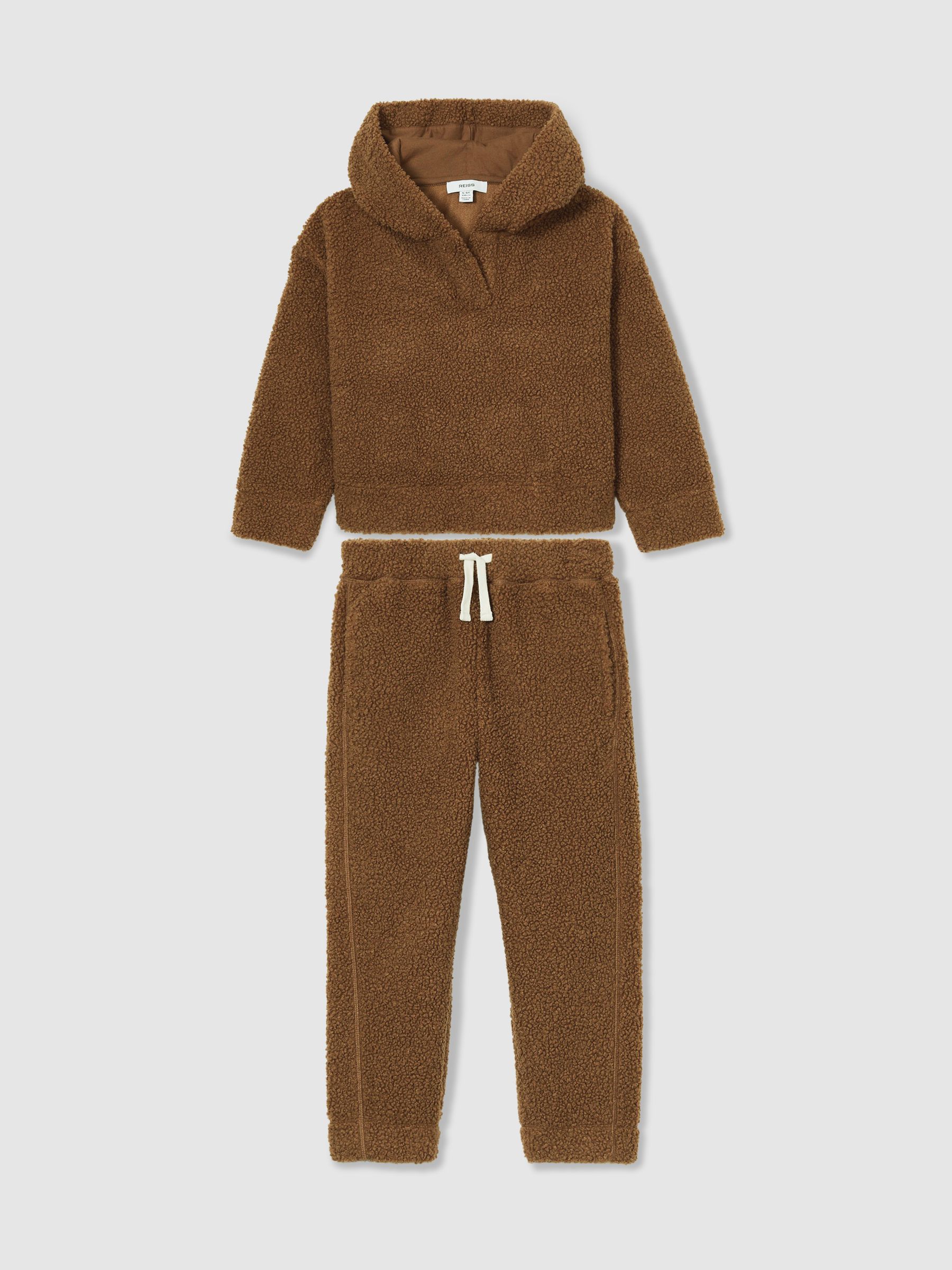 9-13 yrs Borg Hoodie And Joggers Set in Brown