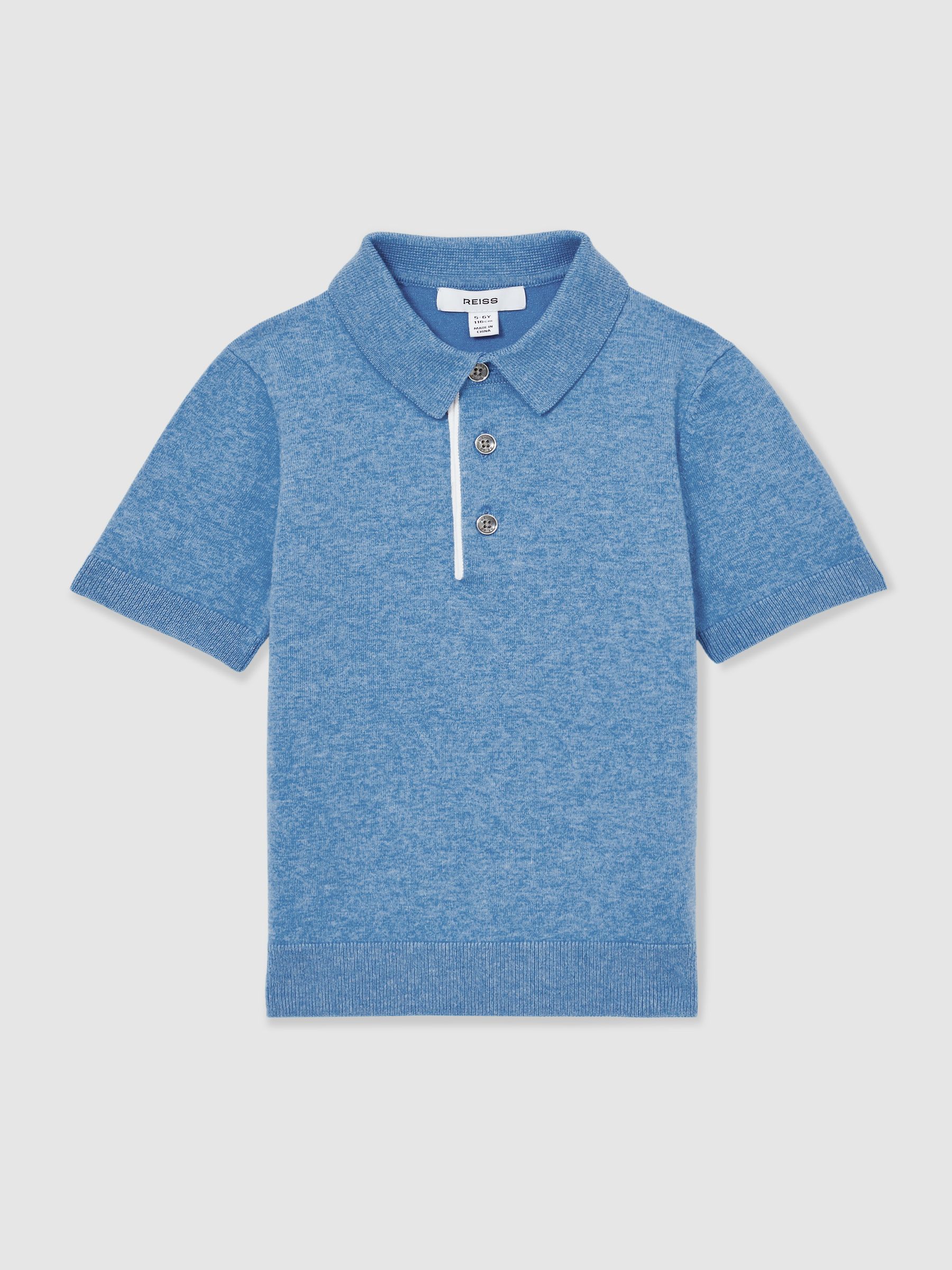 3-9 yrs Contrast Placket Polo Shirt With Cotton in Blue