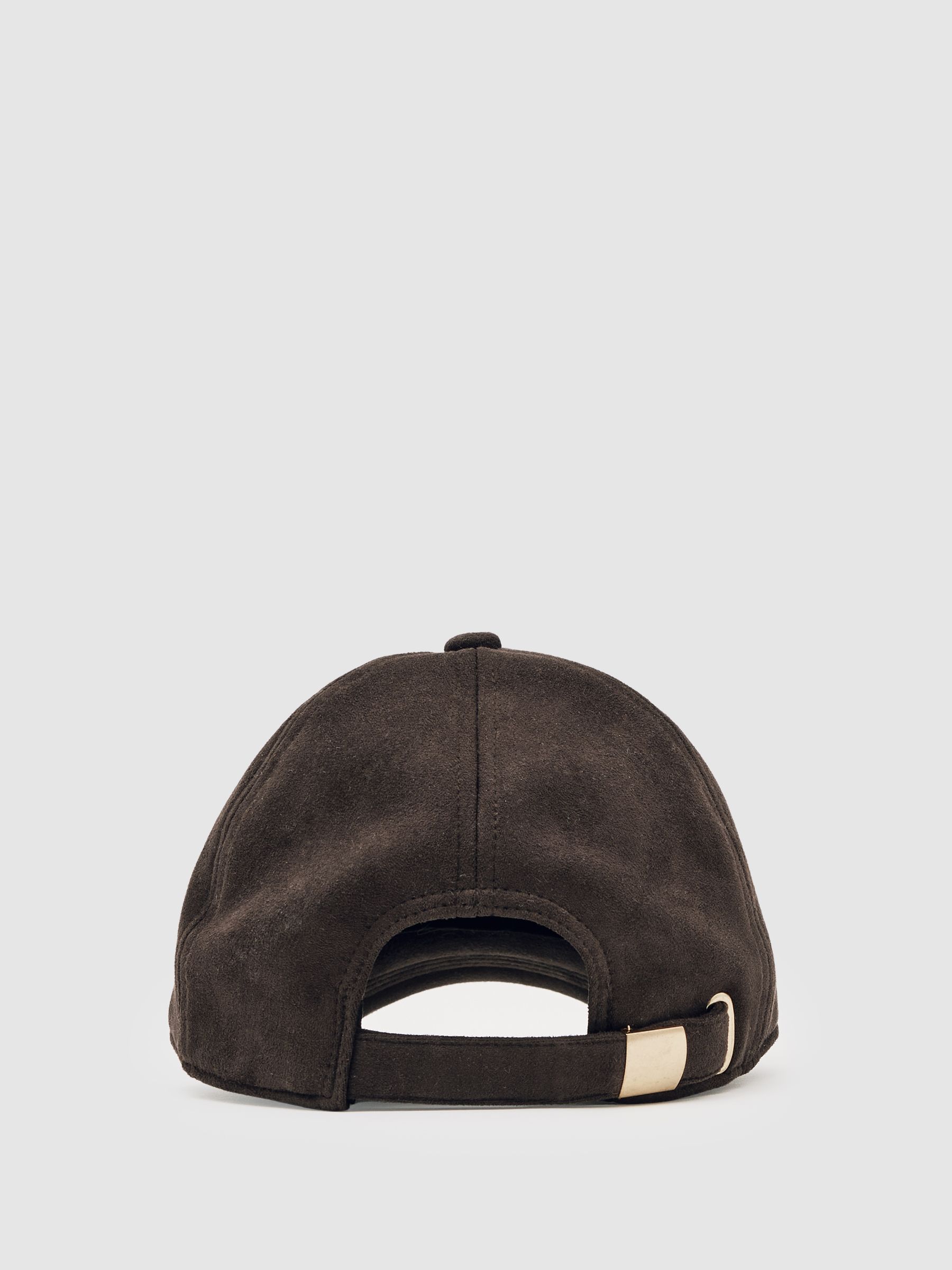 Faux Suede Baseball-Style Cap in Chocolate