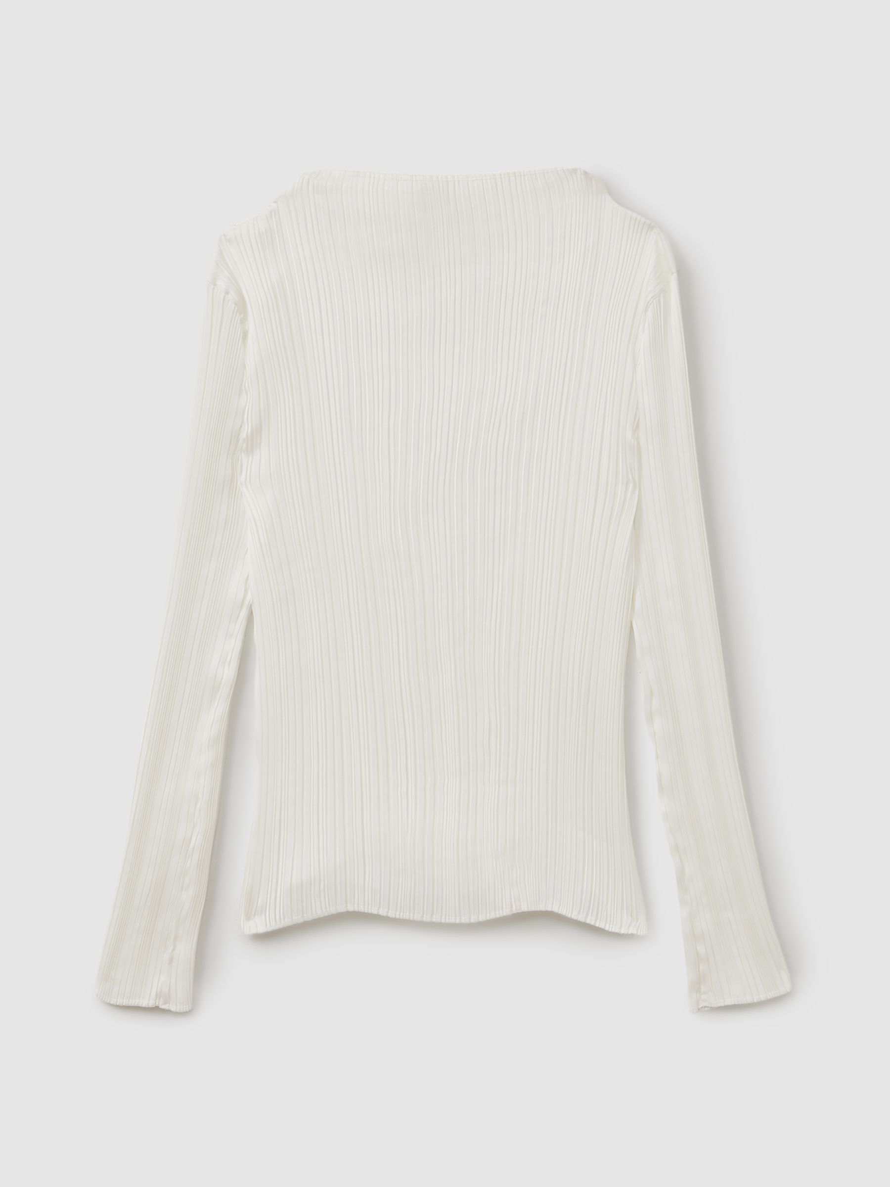 High Neck Plisse Top in Ivory