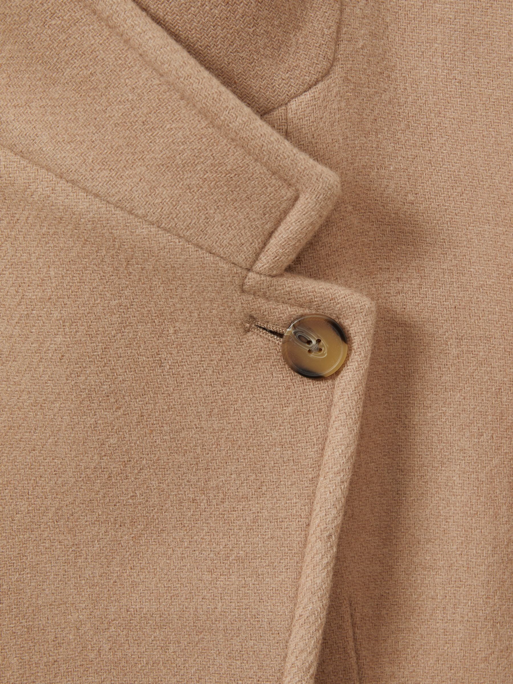 Wool Blend Longline Double Breasted Coat in Light Camel