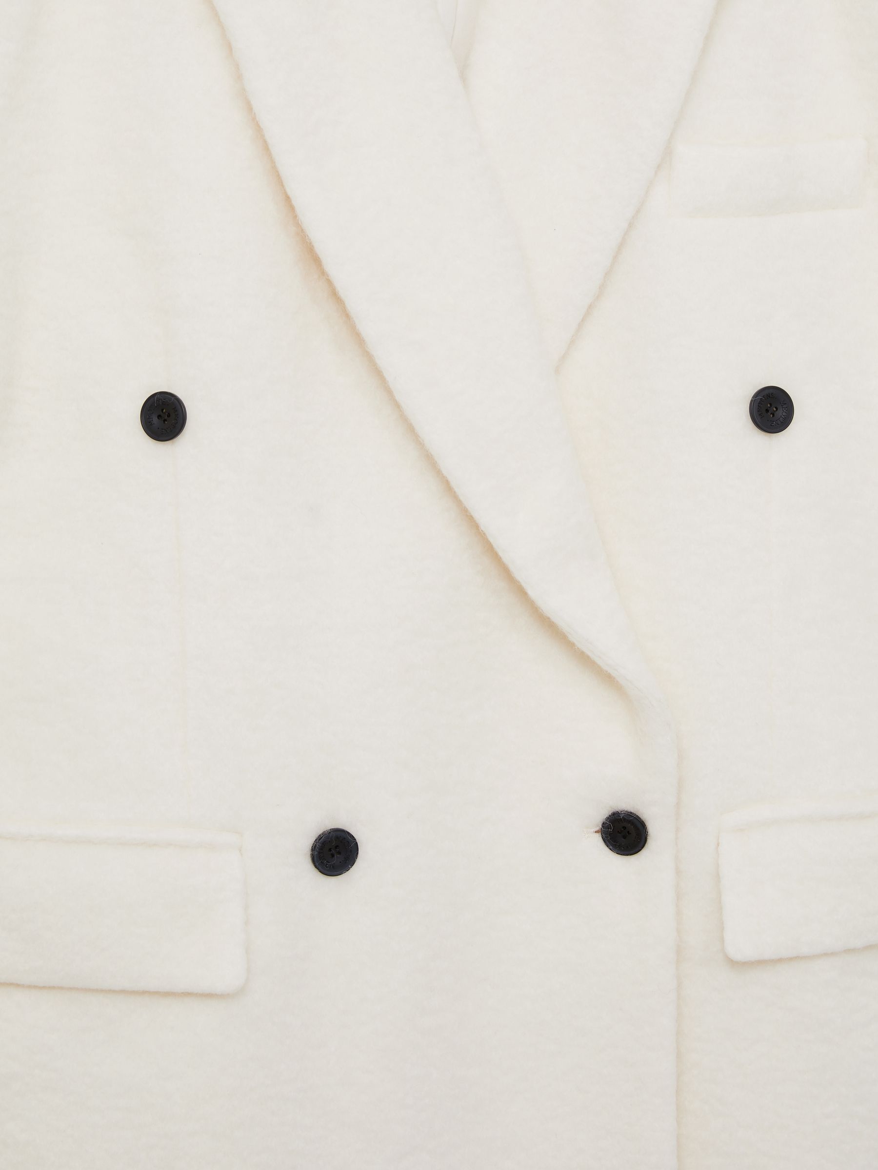 Meotine Double-Breasted Coat With Mohair in Cream