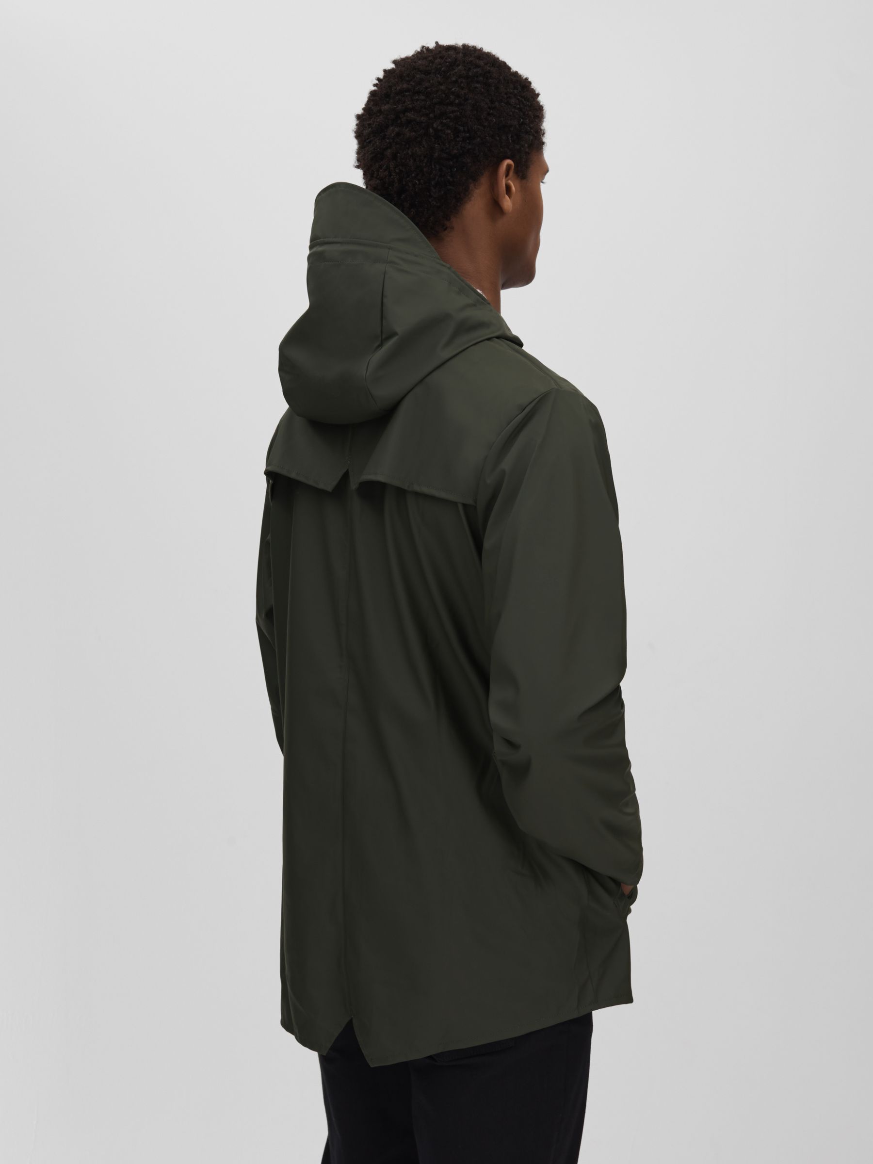 Rains Unisex Hooded Raincoat in Dark Green