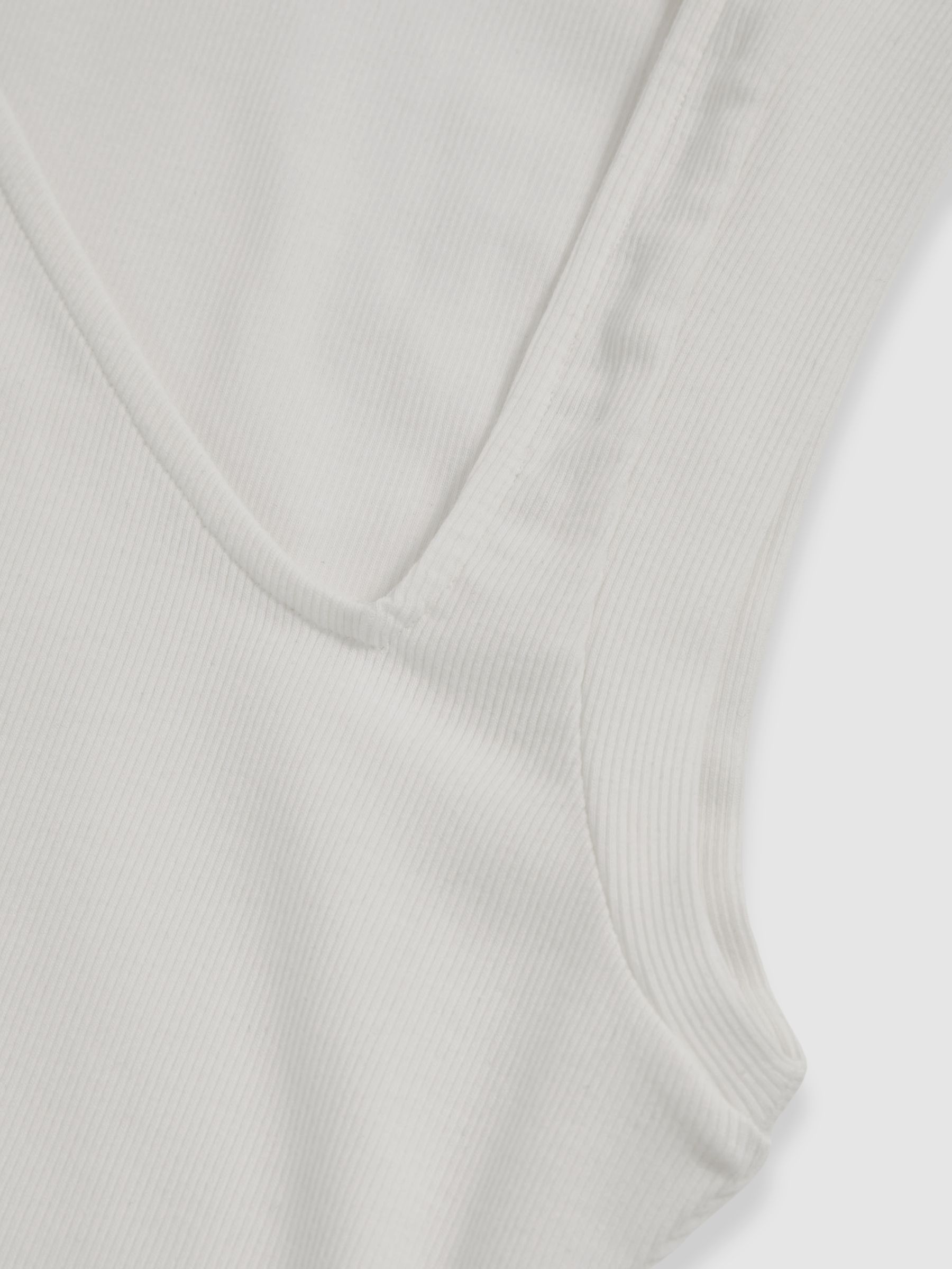 Stretch-Cotton Ribbed Asymmetric Vest in White