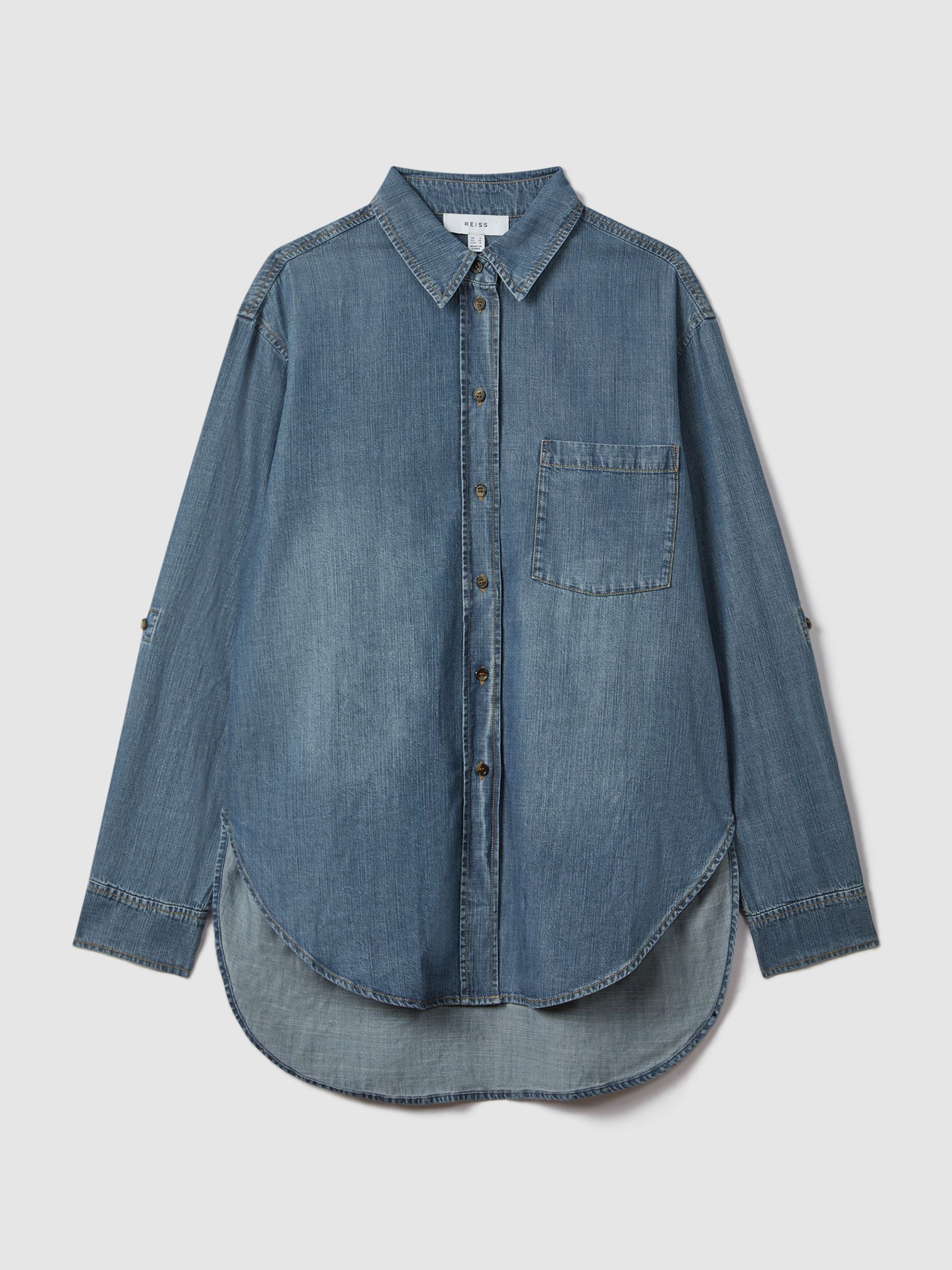 Denim Button-Through Shirt in Blue