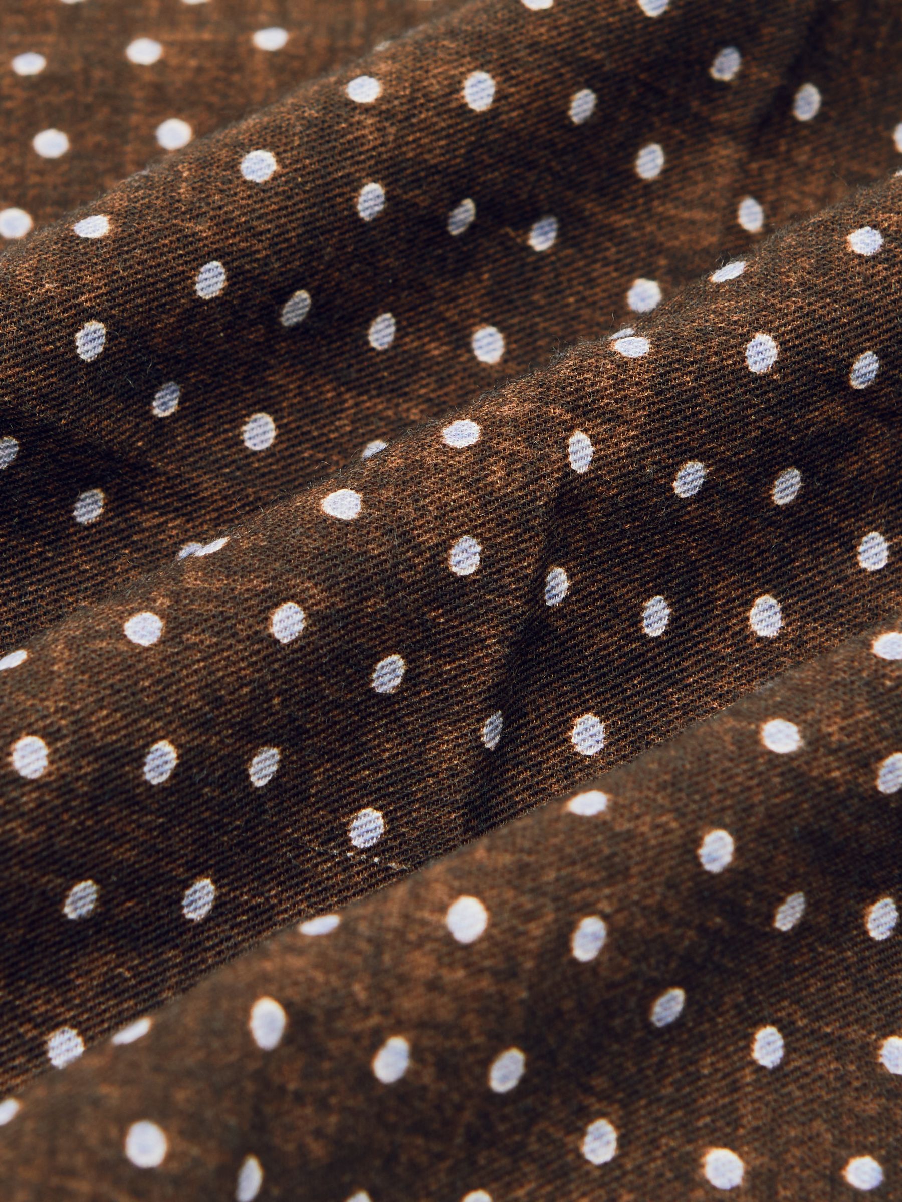 Wool-Cotton Polka-Dot Pocket Square in Chocolate Brown