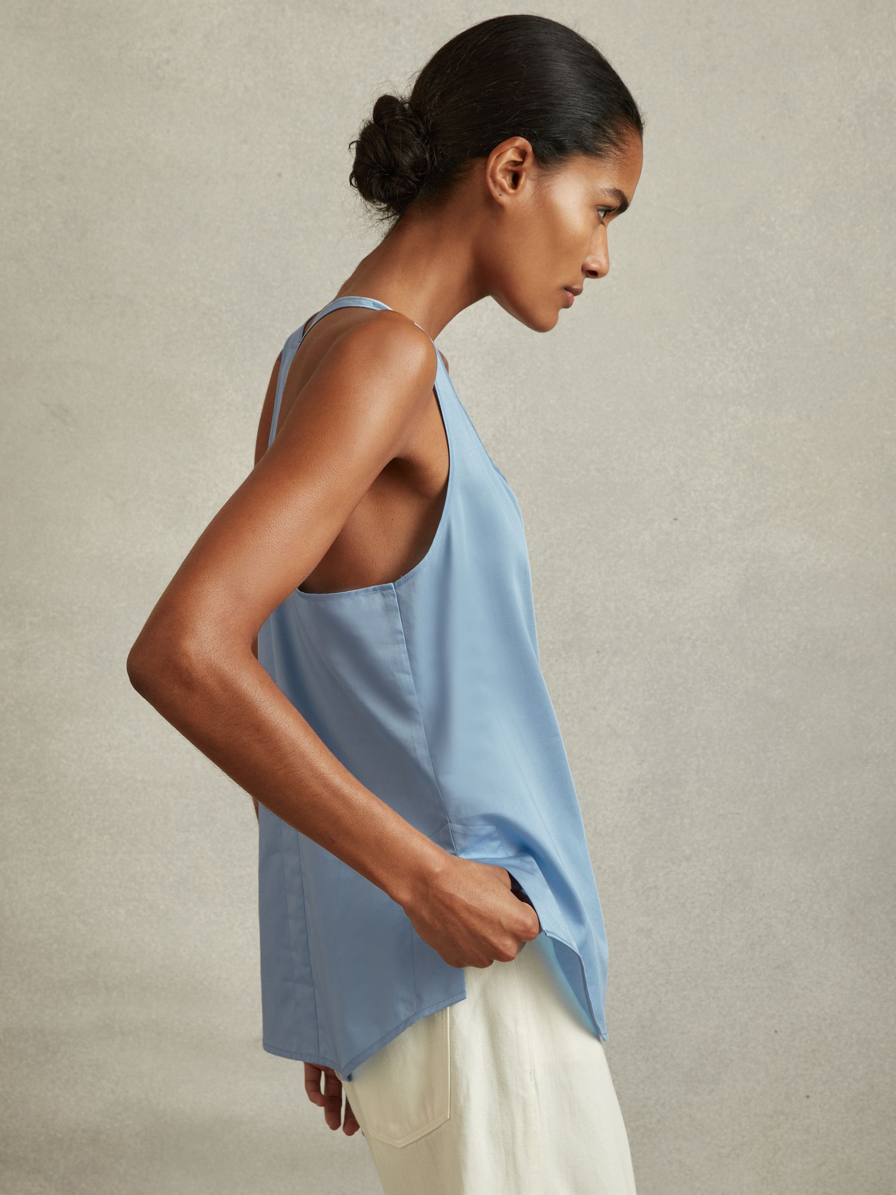 Relaxed Cotton Scoop Neck Vest in Blue