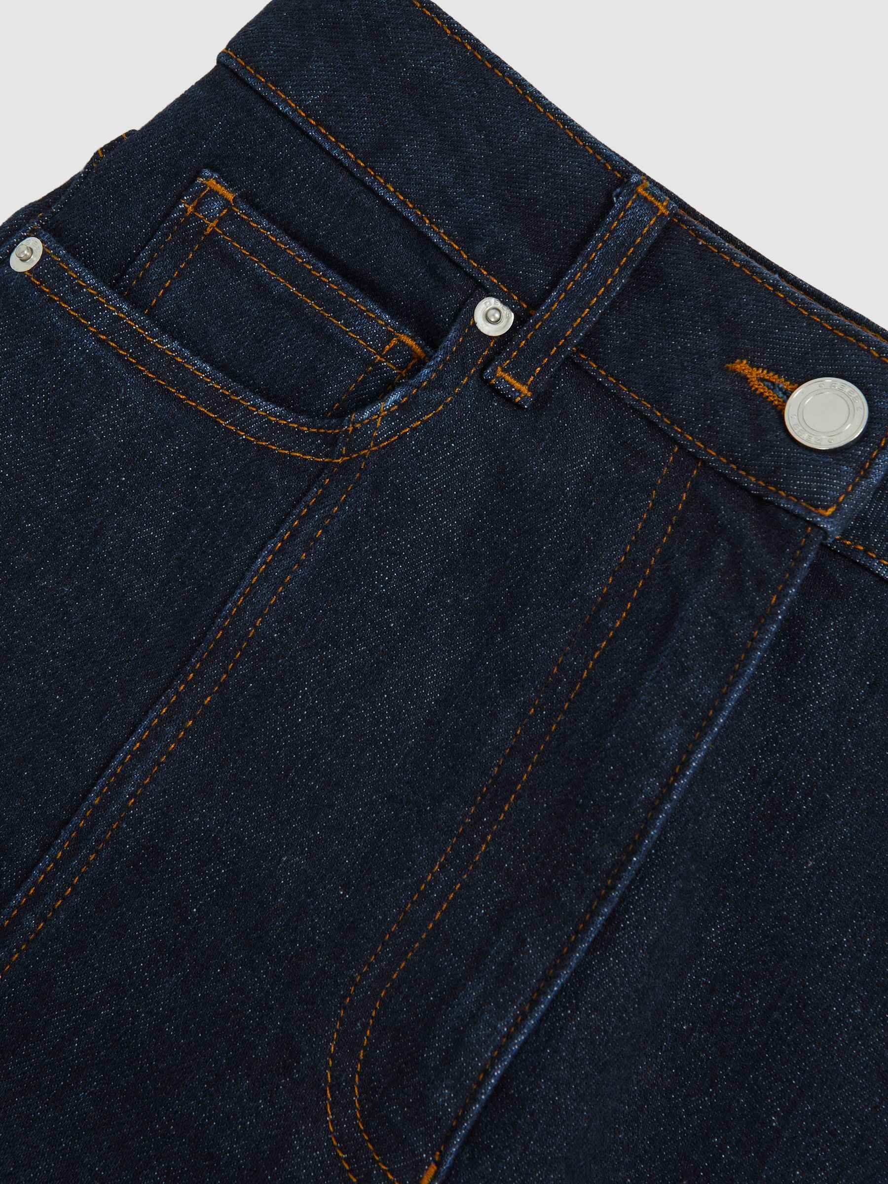 Petite Flared Seam-Detail Jeans in Indigo