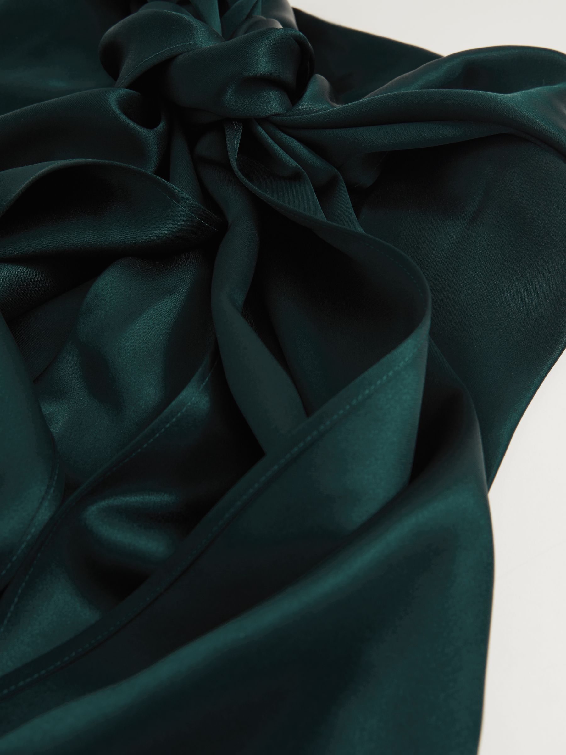 Satin Cape-Sash Jumpsuit in Teal Green