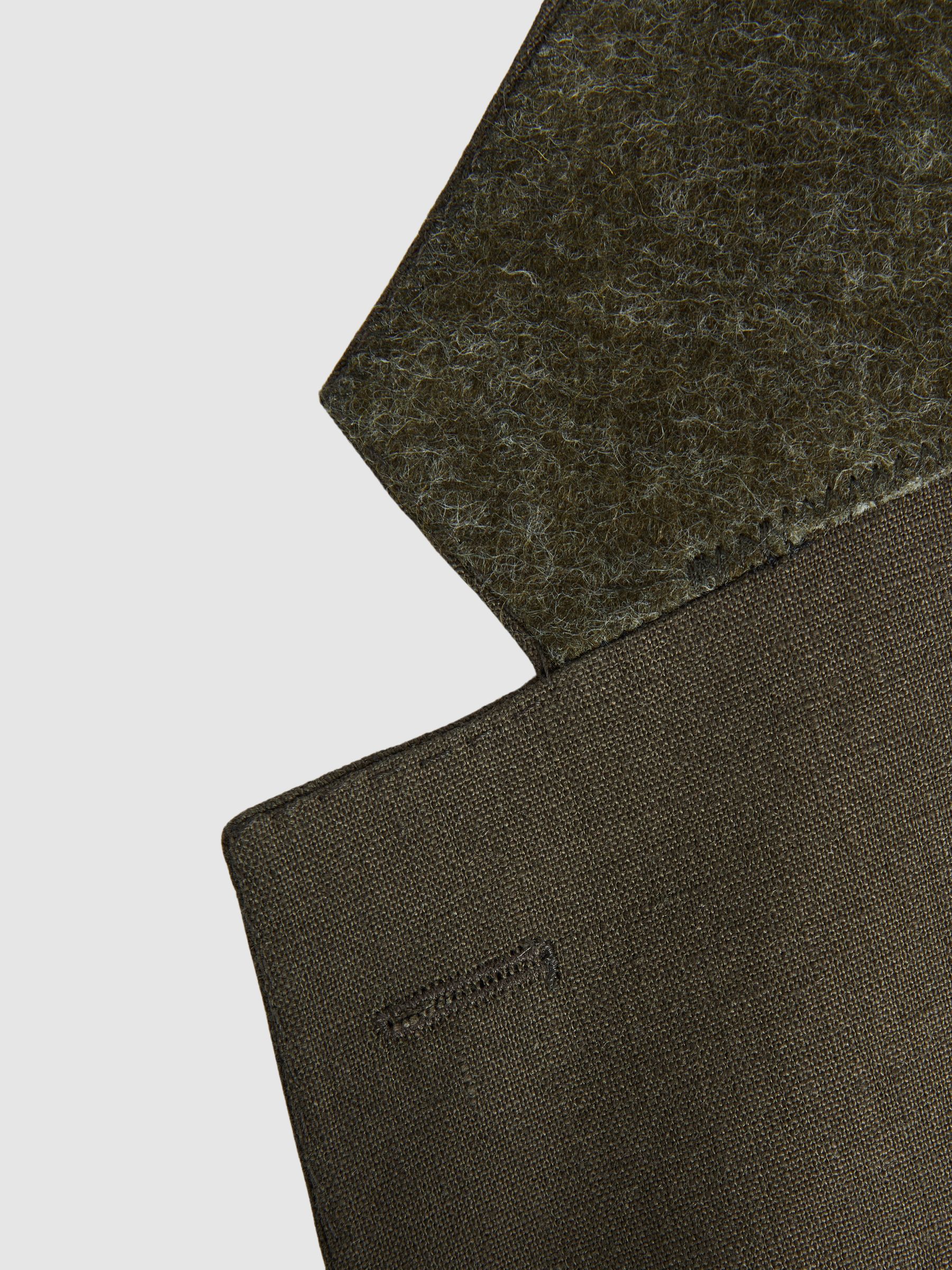 Oscar Jacobson Linen Double Breasted Blazer in Green