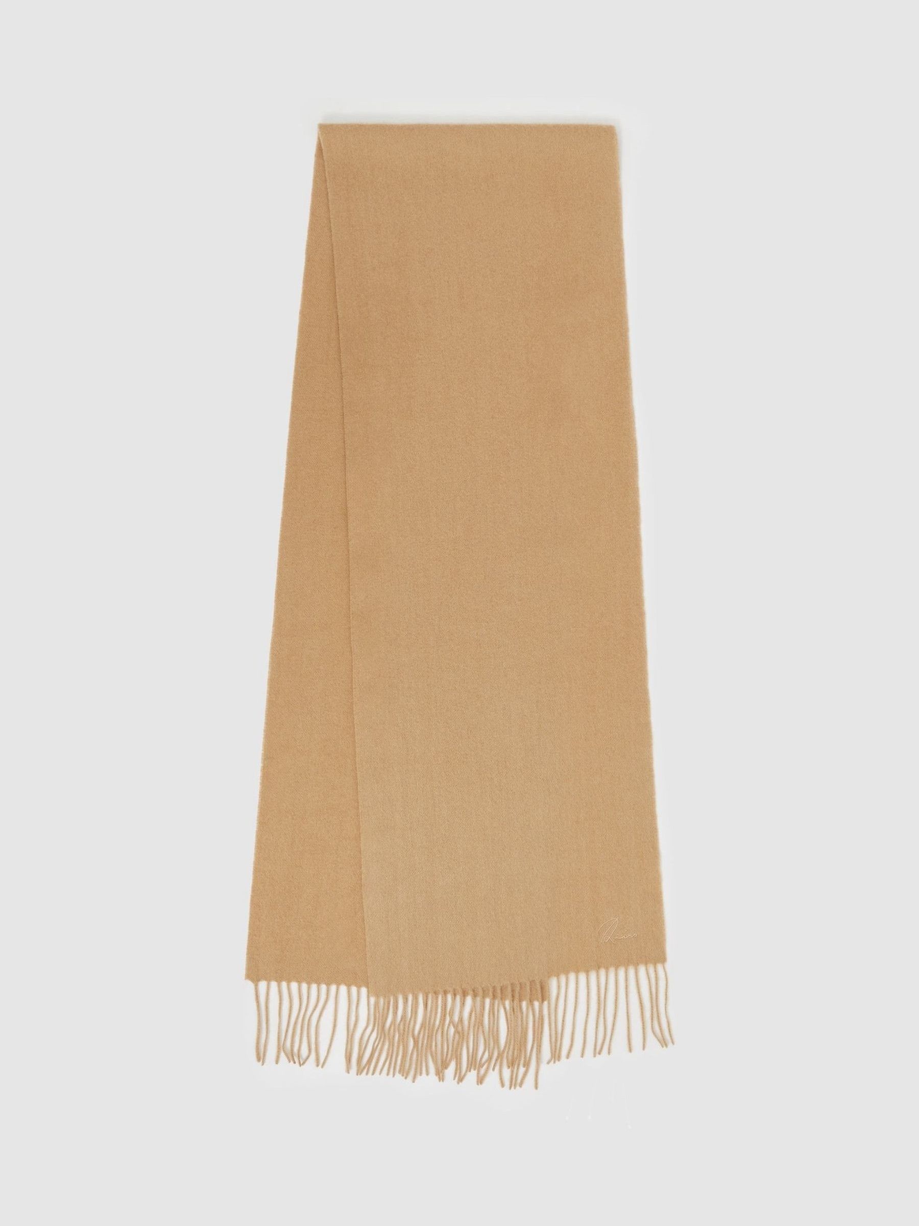 Wool and Cashmere Scarf in Soft Camel