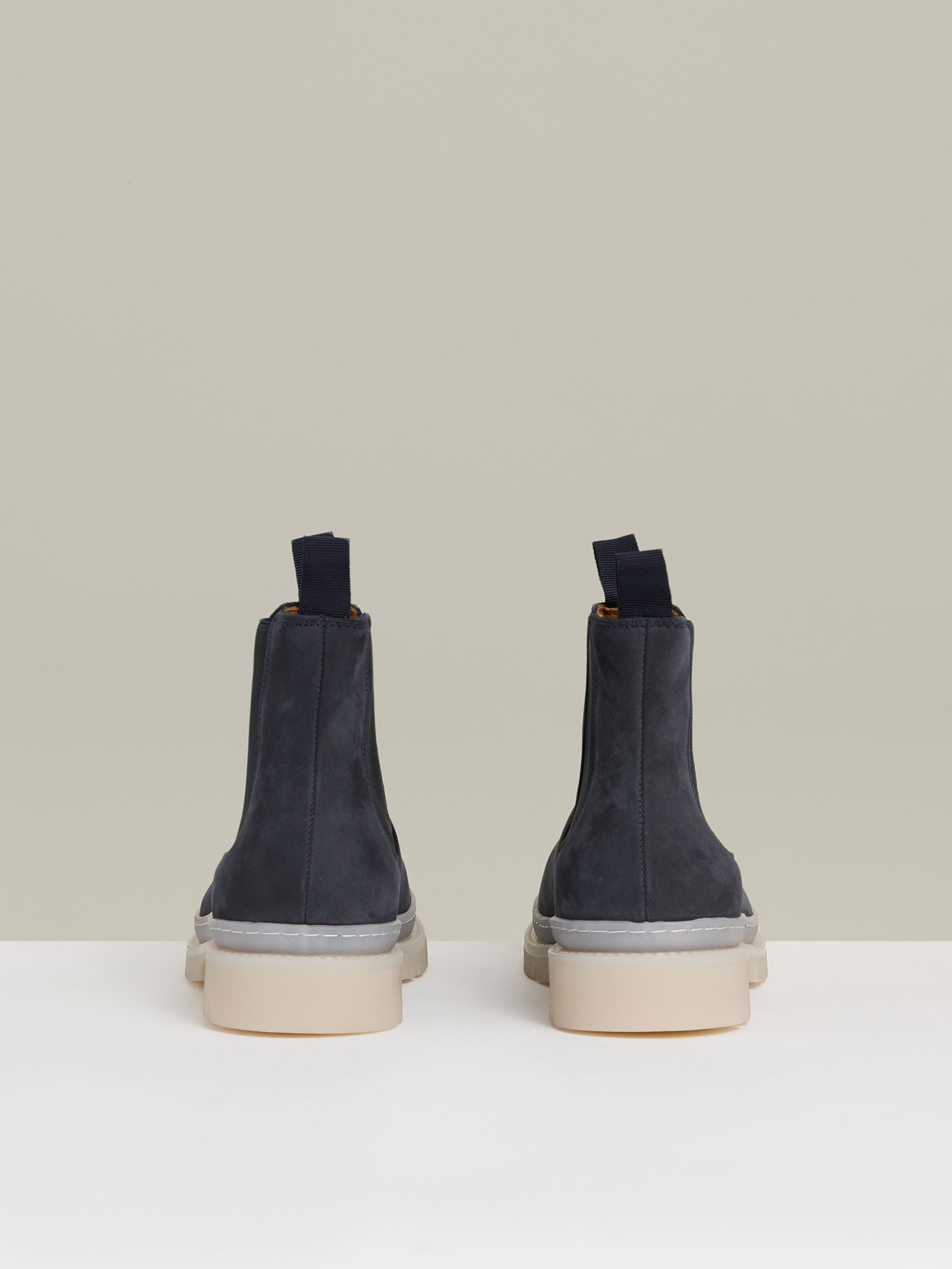 Suede Contrast Sole Chelsea Boots in Dark Navy