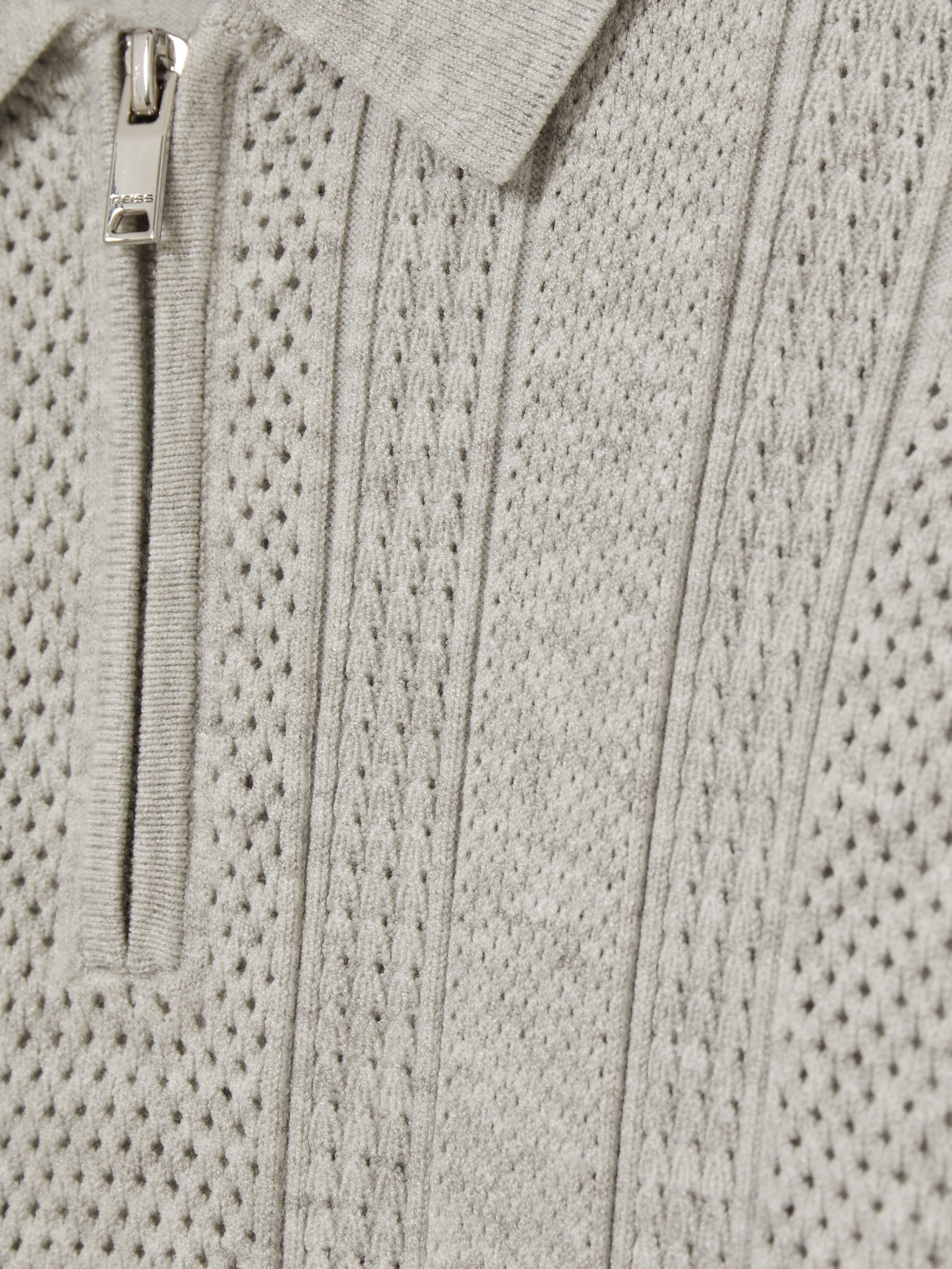 3-9 yrs Textured-Knit Half-Zip Polo Shirt in Grey Melange