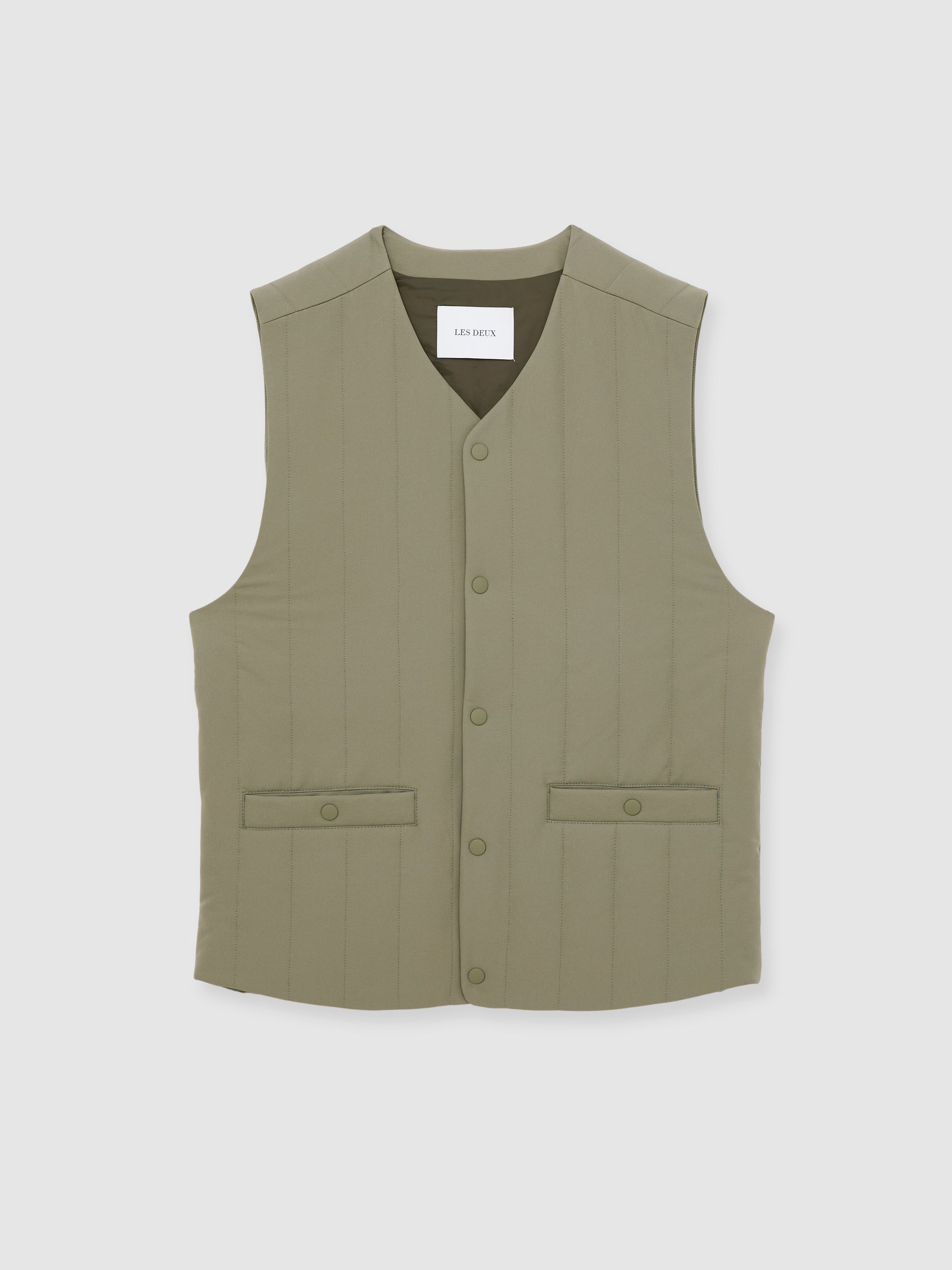 Les Deux Quilted Technical Gilet in Green
