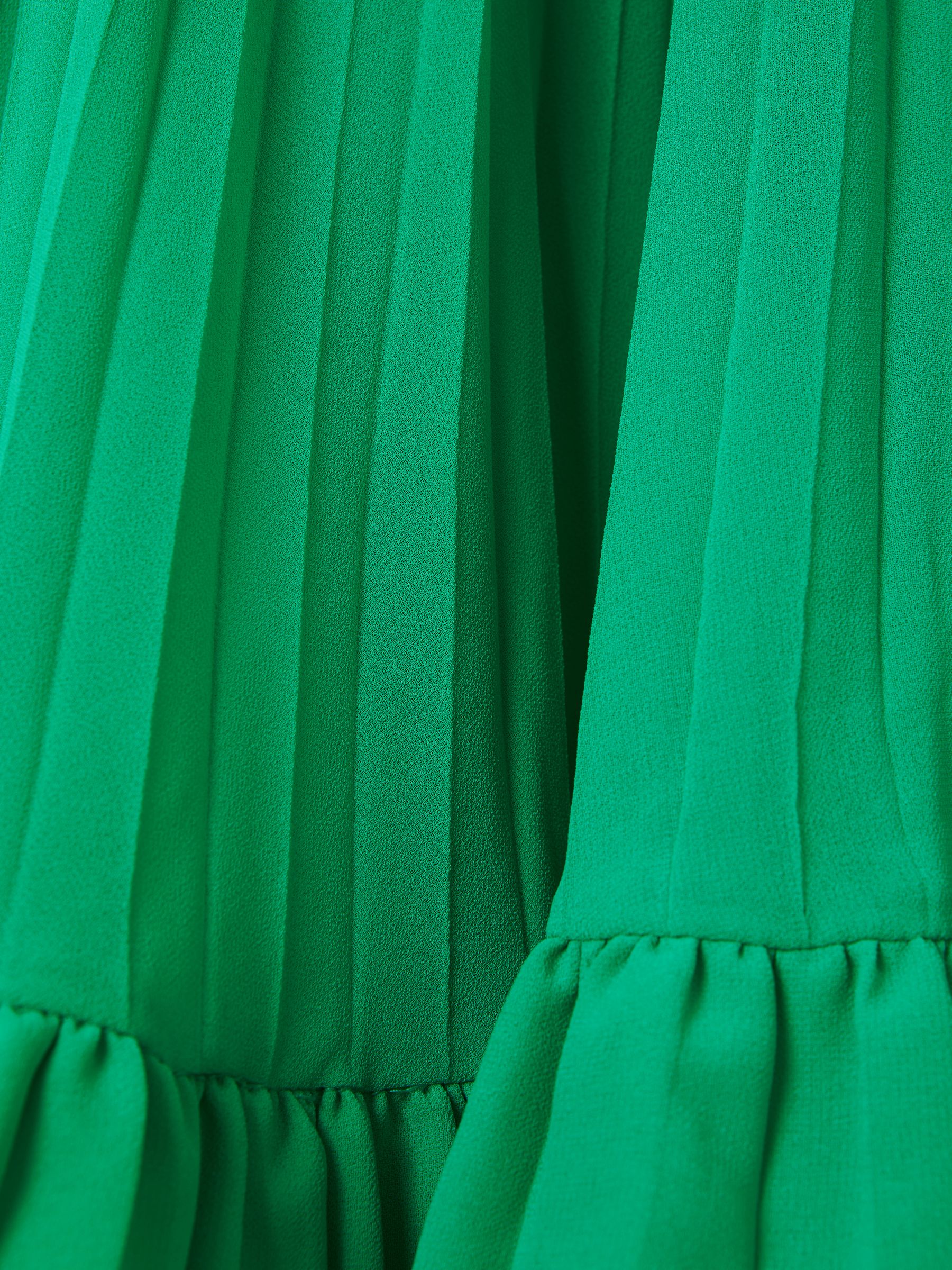 Amur Pleated Plunge Neck Mini Dress in Snow Pea