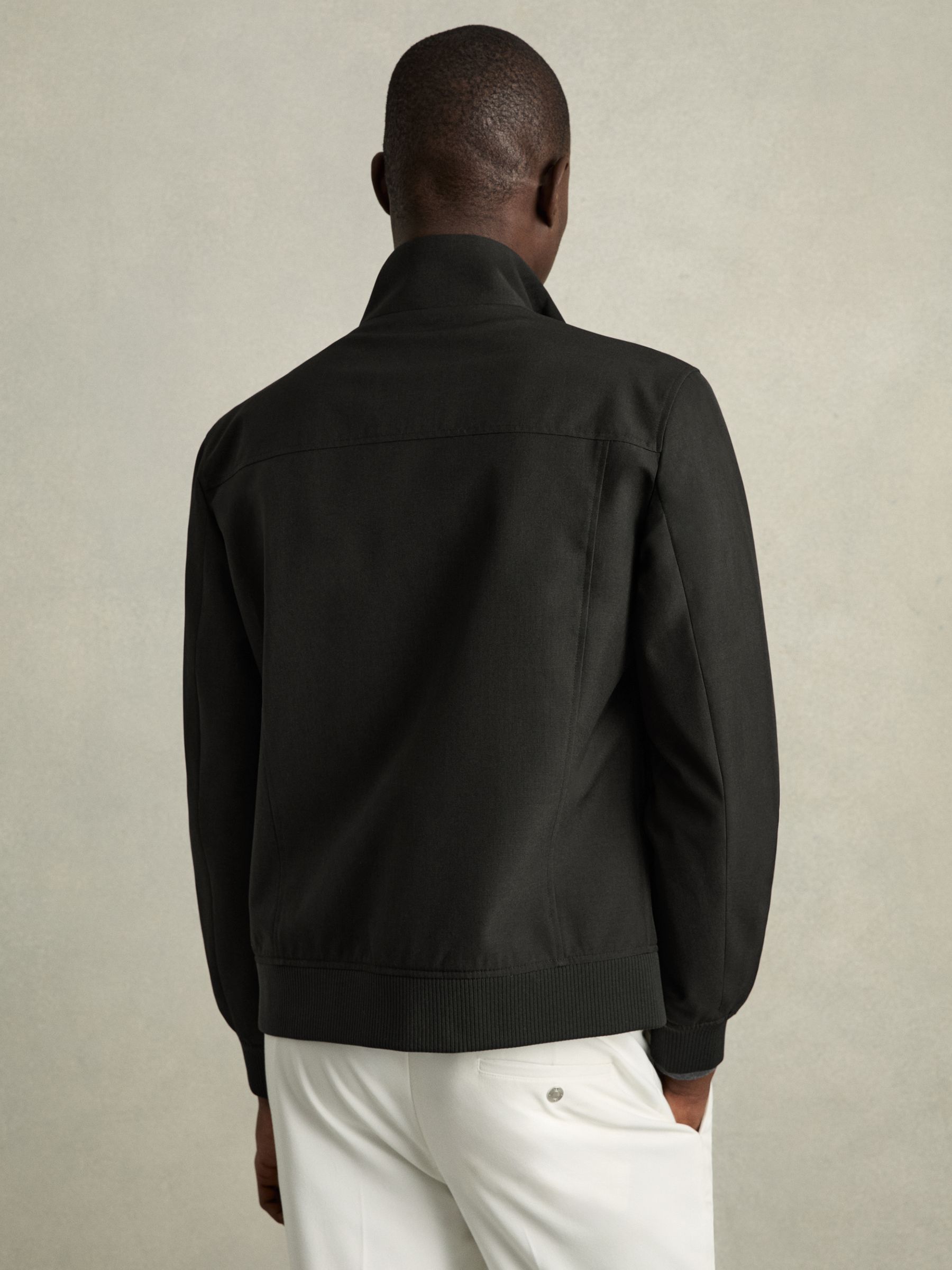 Zip-Through Funnel-Neck Jacket in Black