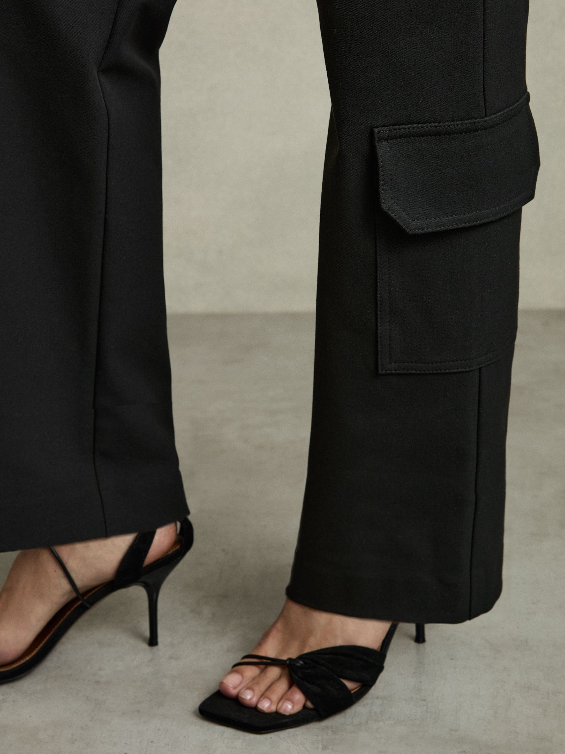 Wide-Leg Combat Trousers in Black