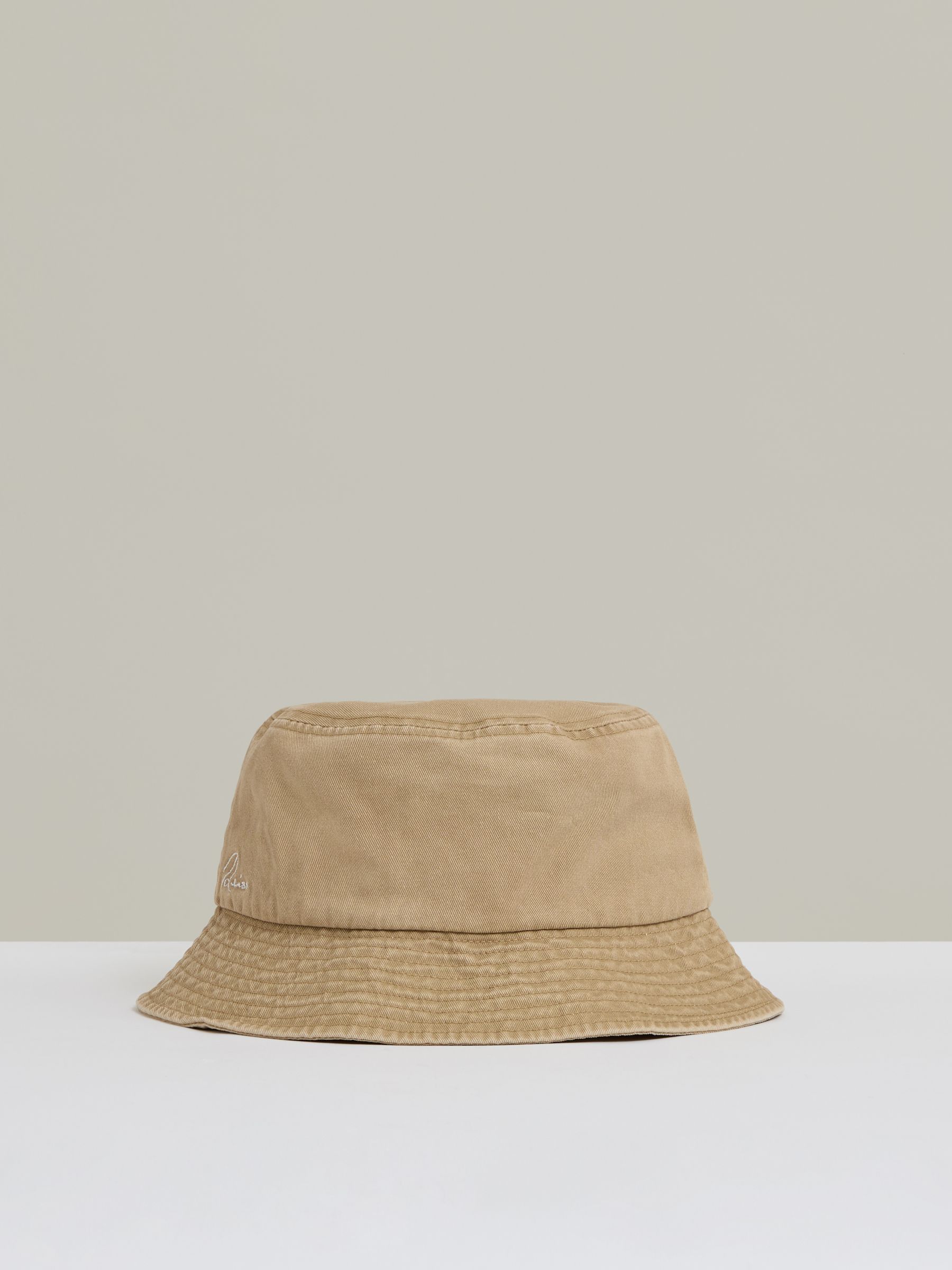 Cotton Logo-Embroidered Bucket Hat in Camel