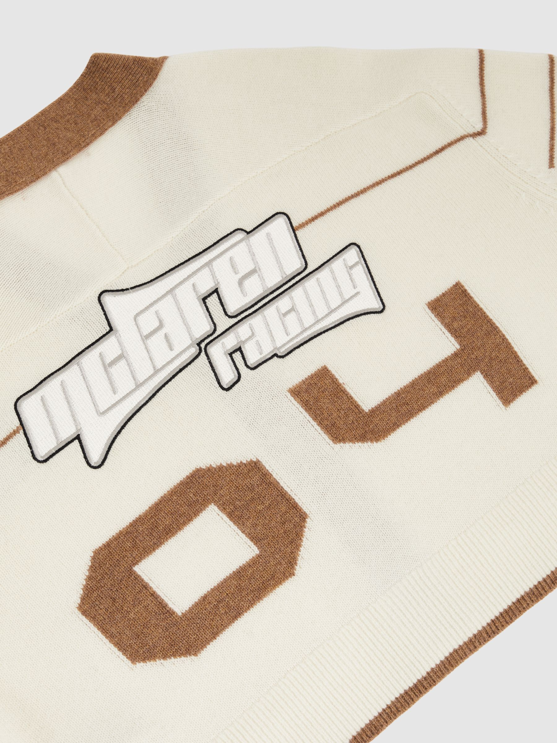 McLaren F1 Team Crop Varsity Cardigan in Off White/Camel
