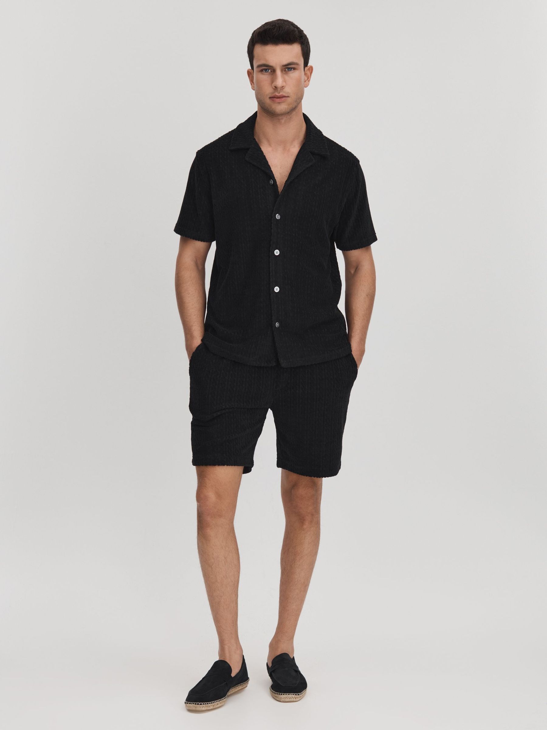 Towelling Drawstring Shorts in Navy