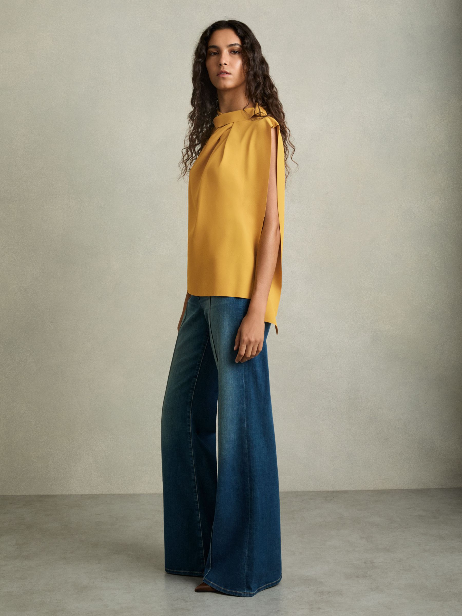 Drape-Neck Shell Top in Yellow