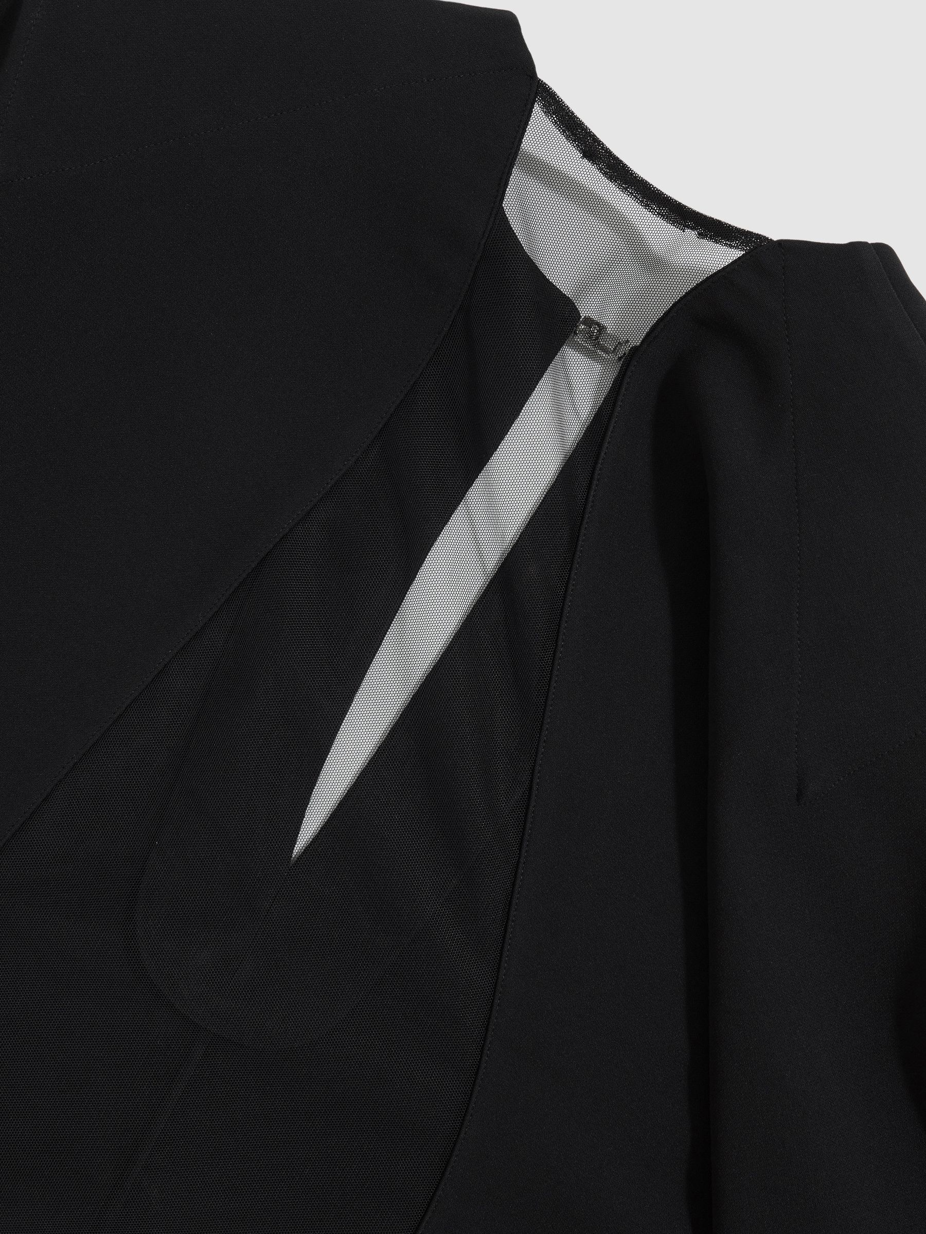 Atelier Crepe Sheer-Back Mini Dress in Black