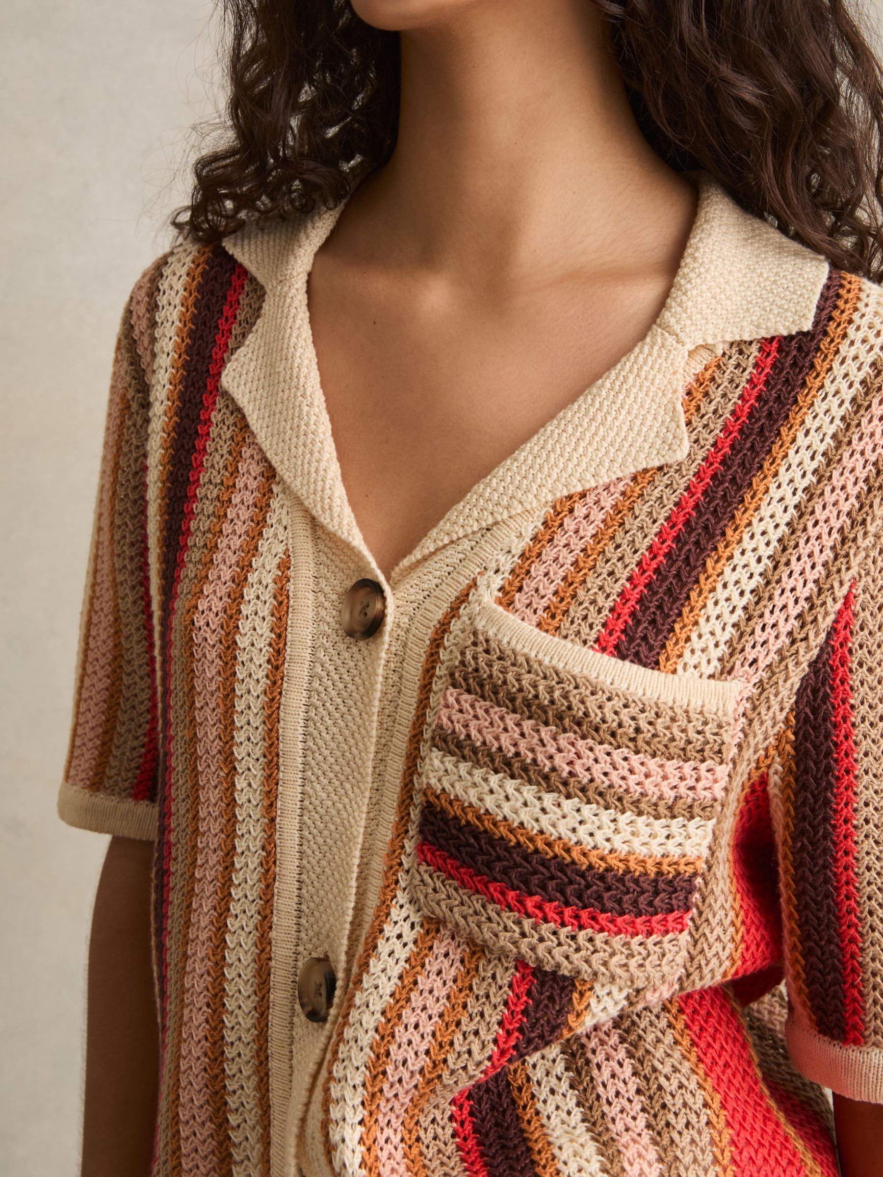 Striped Knit Shirt in Coral