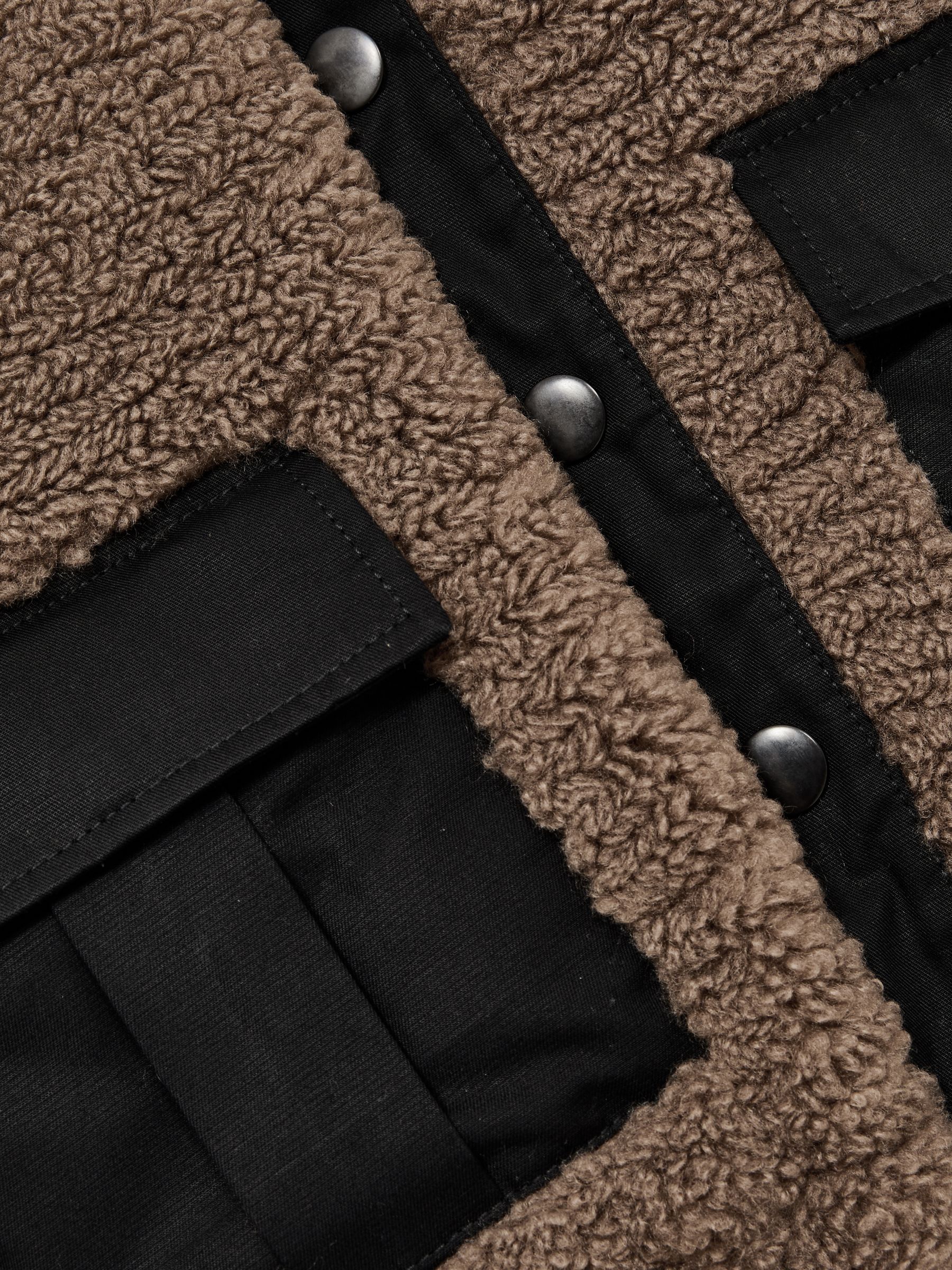 Paige Faux-Shearling Press-Stud Jacket in Cocoa