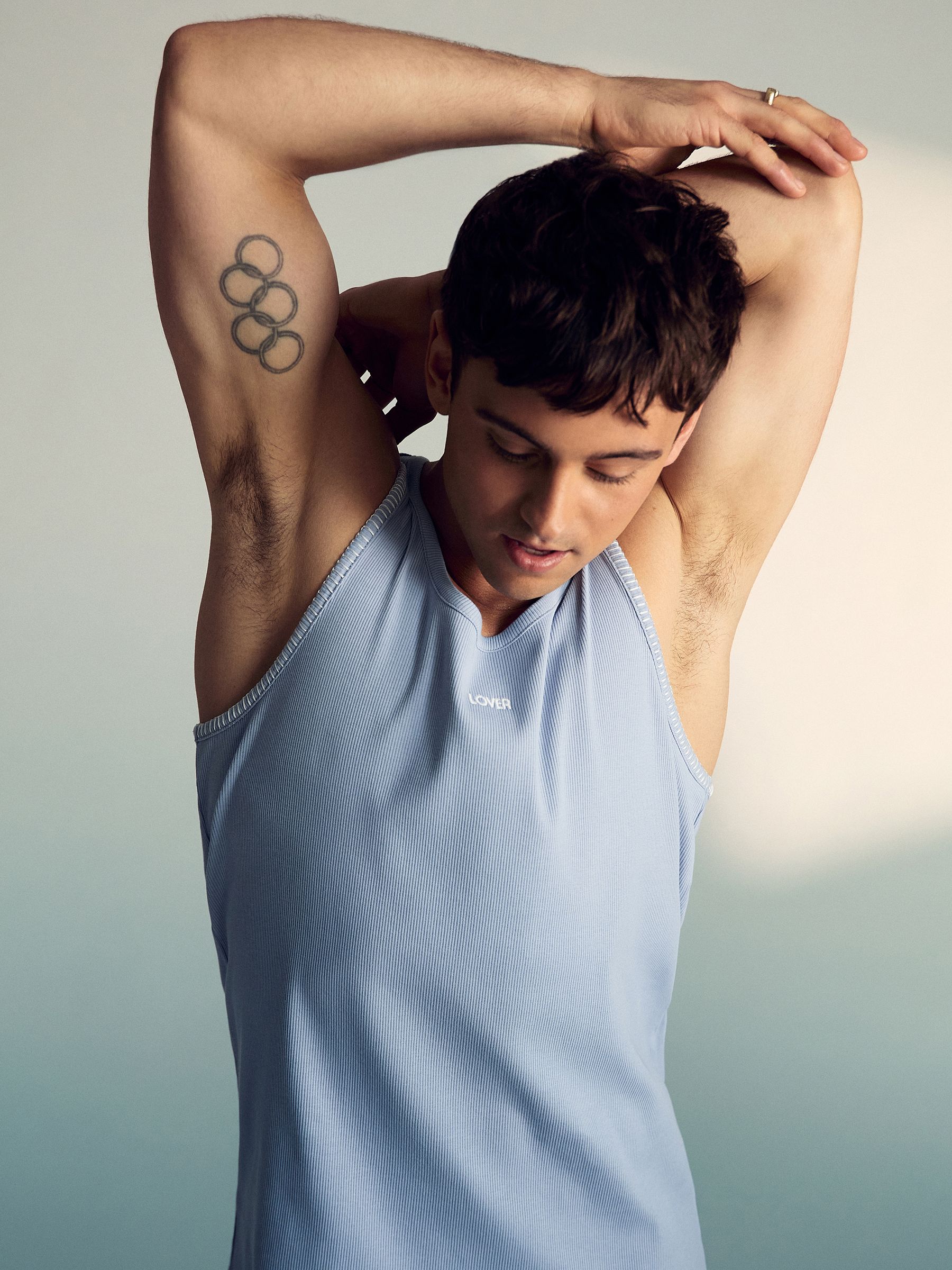 Reiss | Tom Daley Cotton Lover Vest with Stretch in Soft Blue