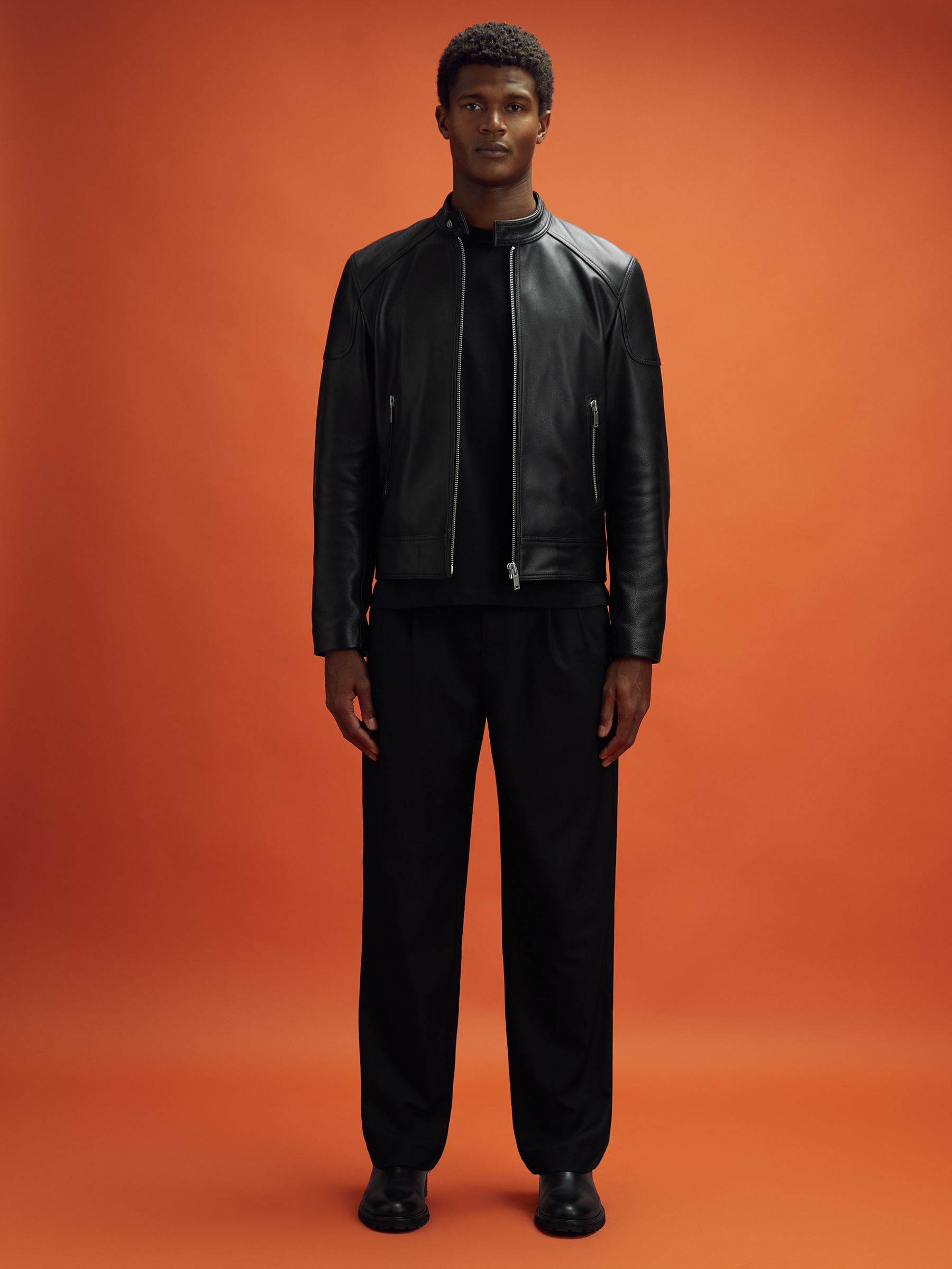 McLaren F1 Embossed Leather Jacket in Black