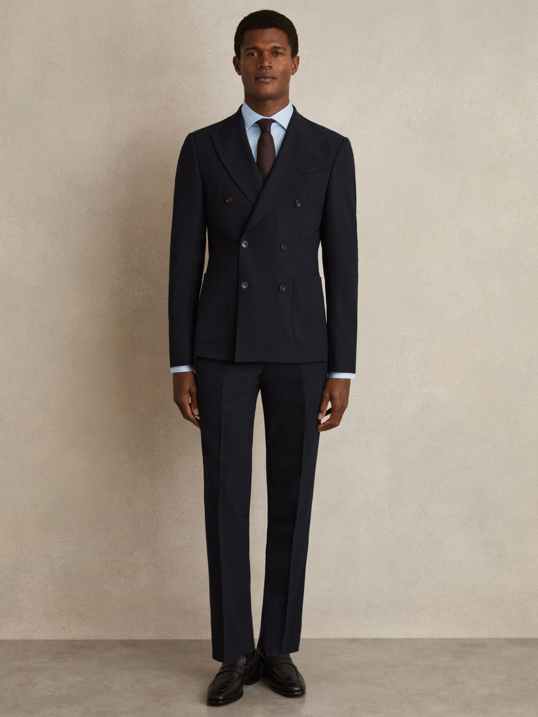 Slim Fit Cotton-Satin Cutaway-Collar Shirt in Blue Stripe