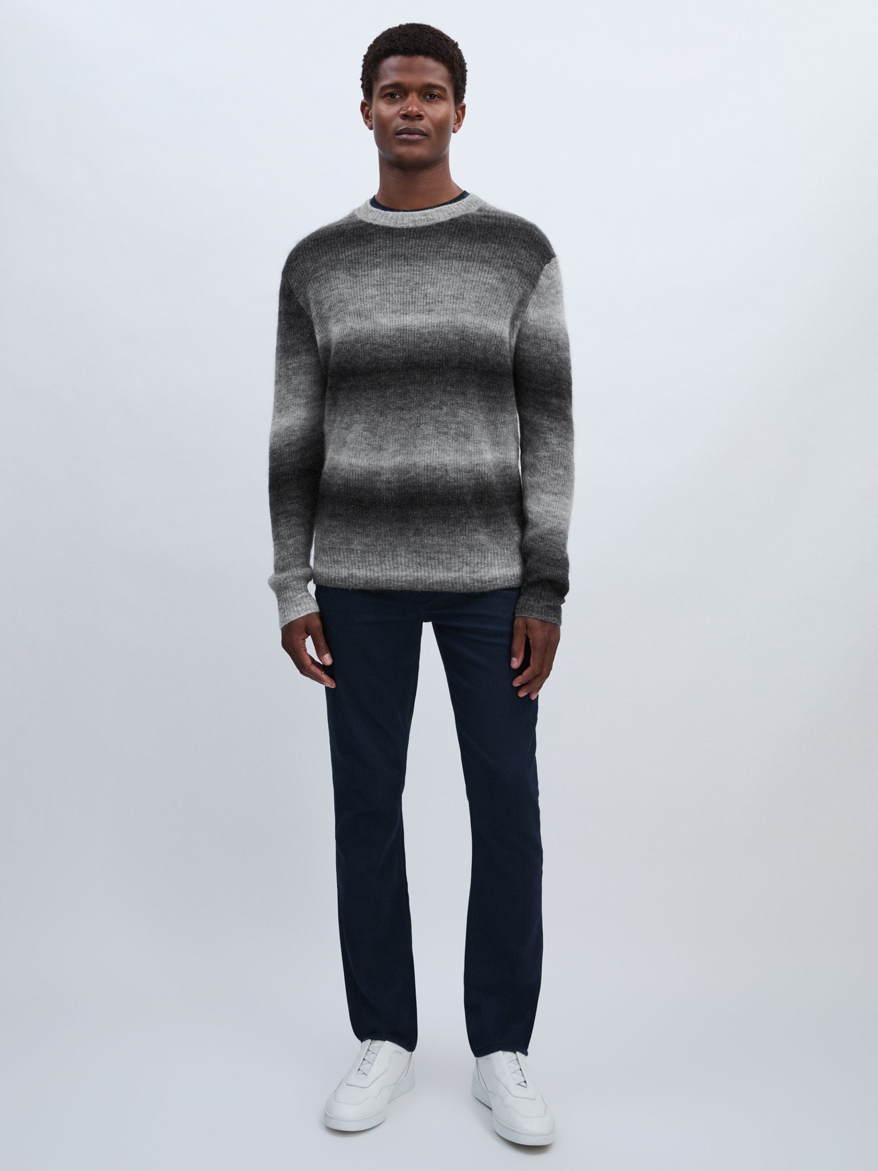 Paige Ombré-Striped Jumper With Mohair in Contrast Stripe Grey