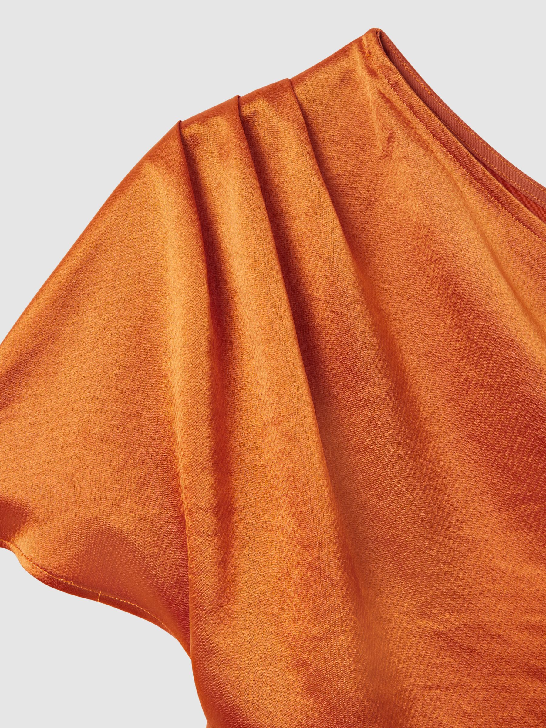 Anna Quan Satin Off-The-Shoulder Top in Kumquat