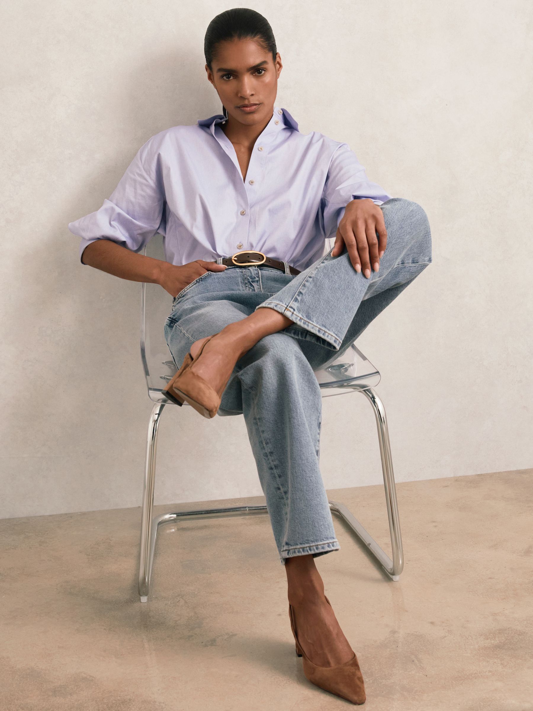 Suede Slingback Court Shoes in Tan