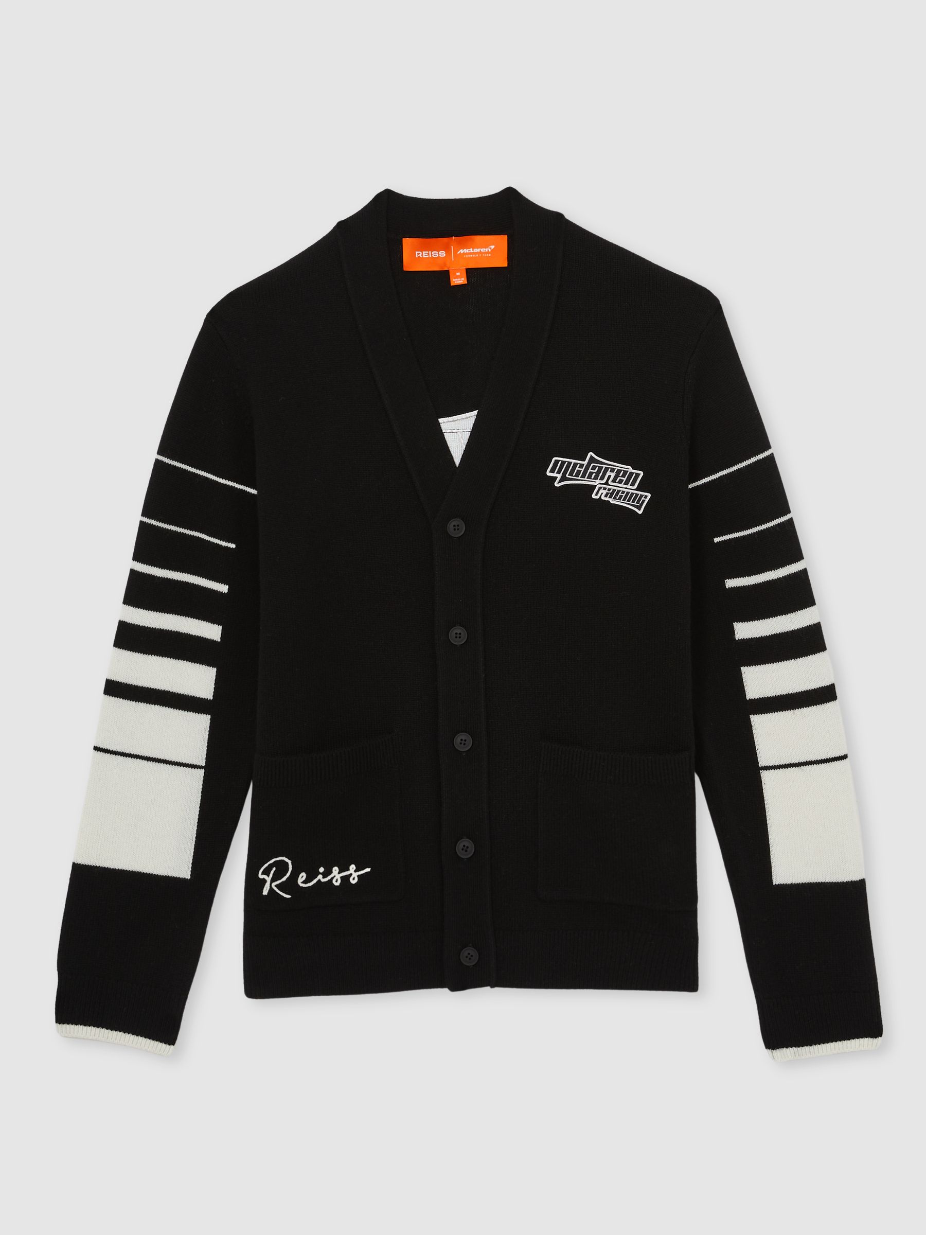 McLaren F1 Team Wool-Cashmere Varsity Cardigan in Black