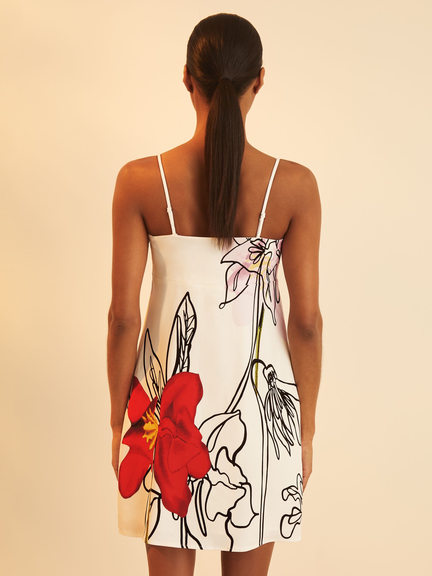 Reiss | NYBG Floral-Print Mini Dress in Ivory