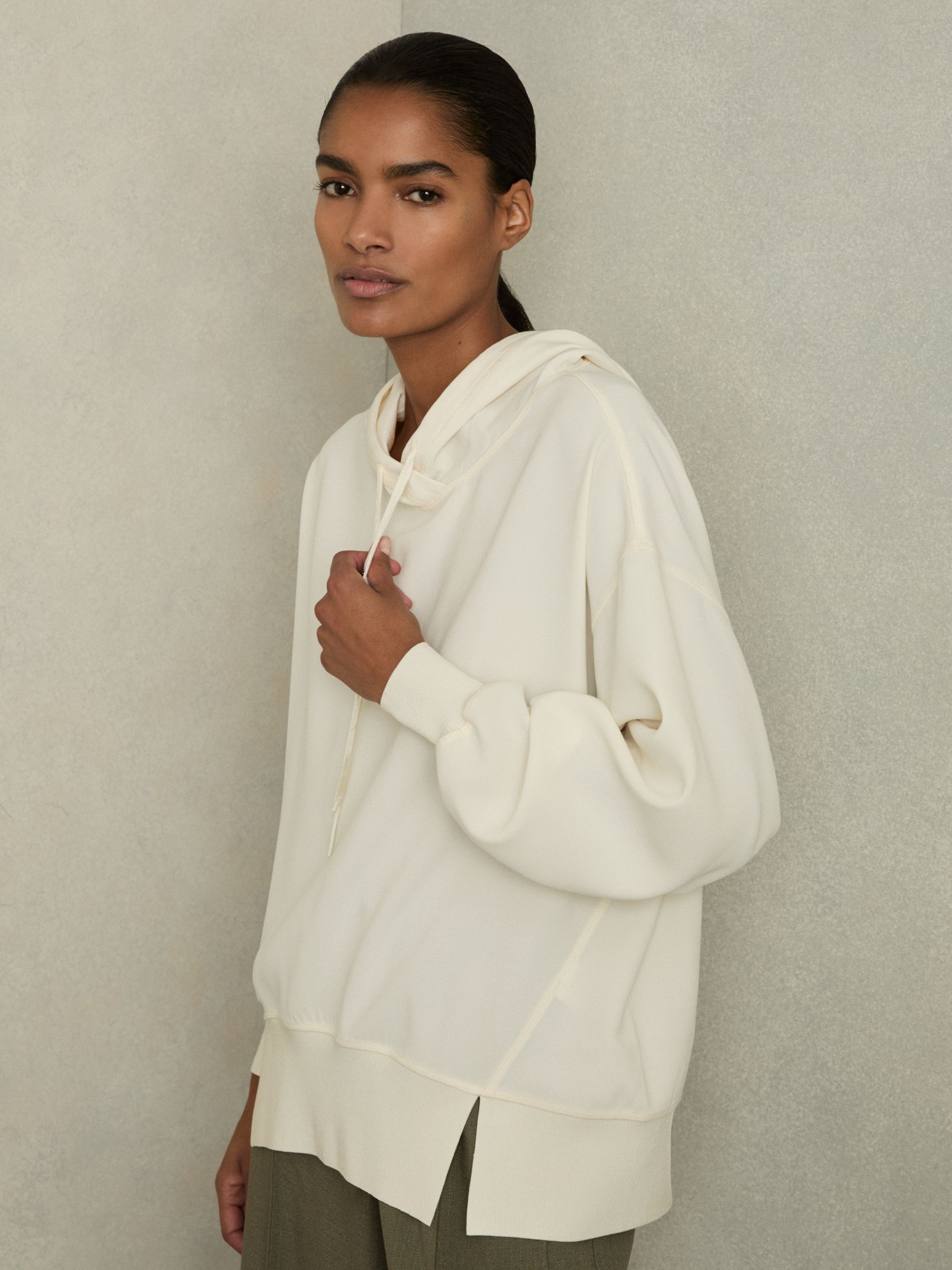 Woven Hooded Top in Cream